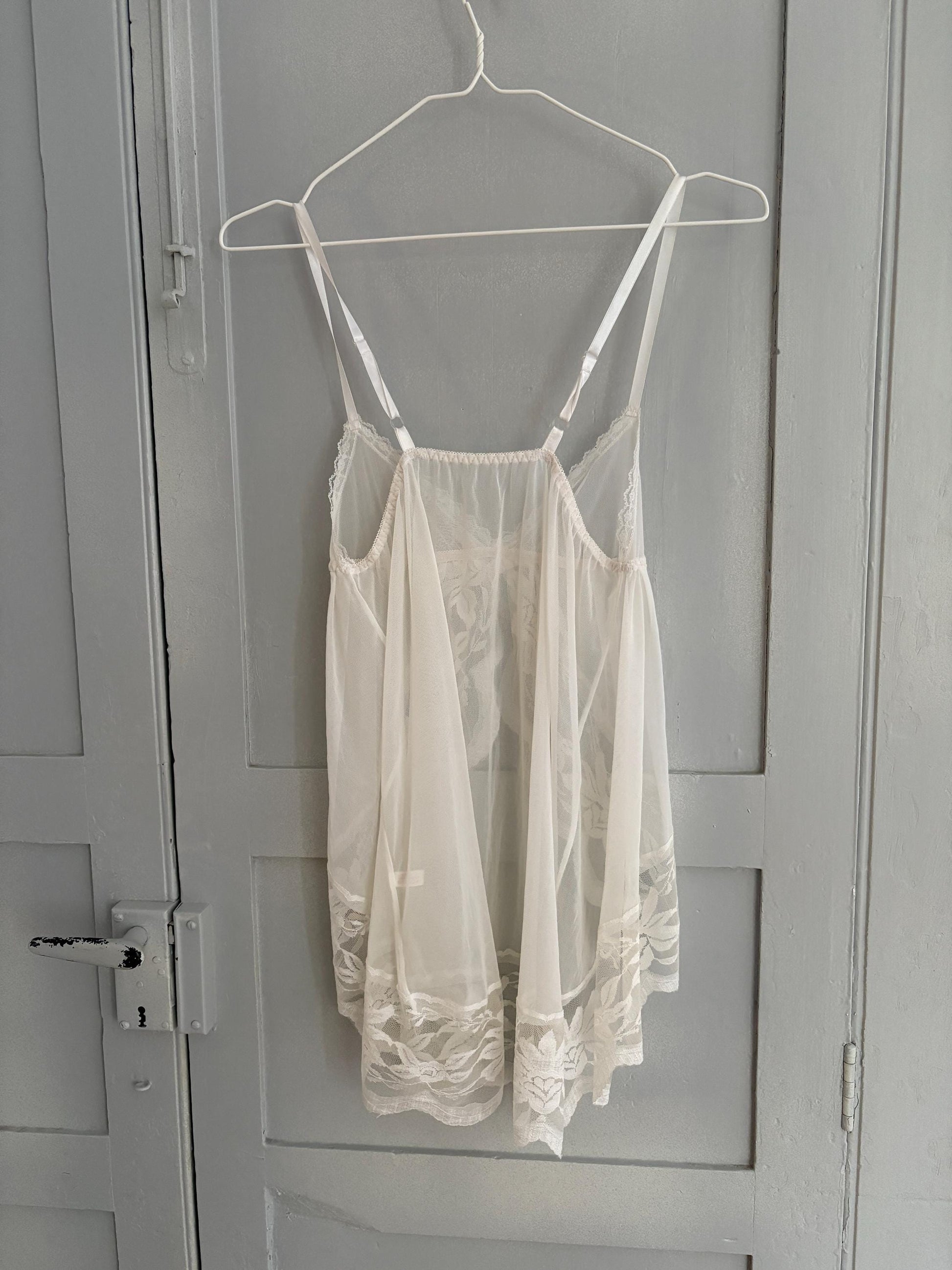 Vintage white sheer babydoll dress, Made in Italy see through night dress, Cute date night pyjamas, Photoshoot clothing, XS