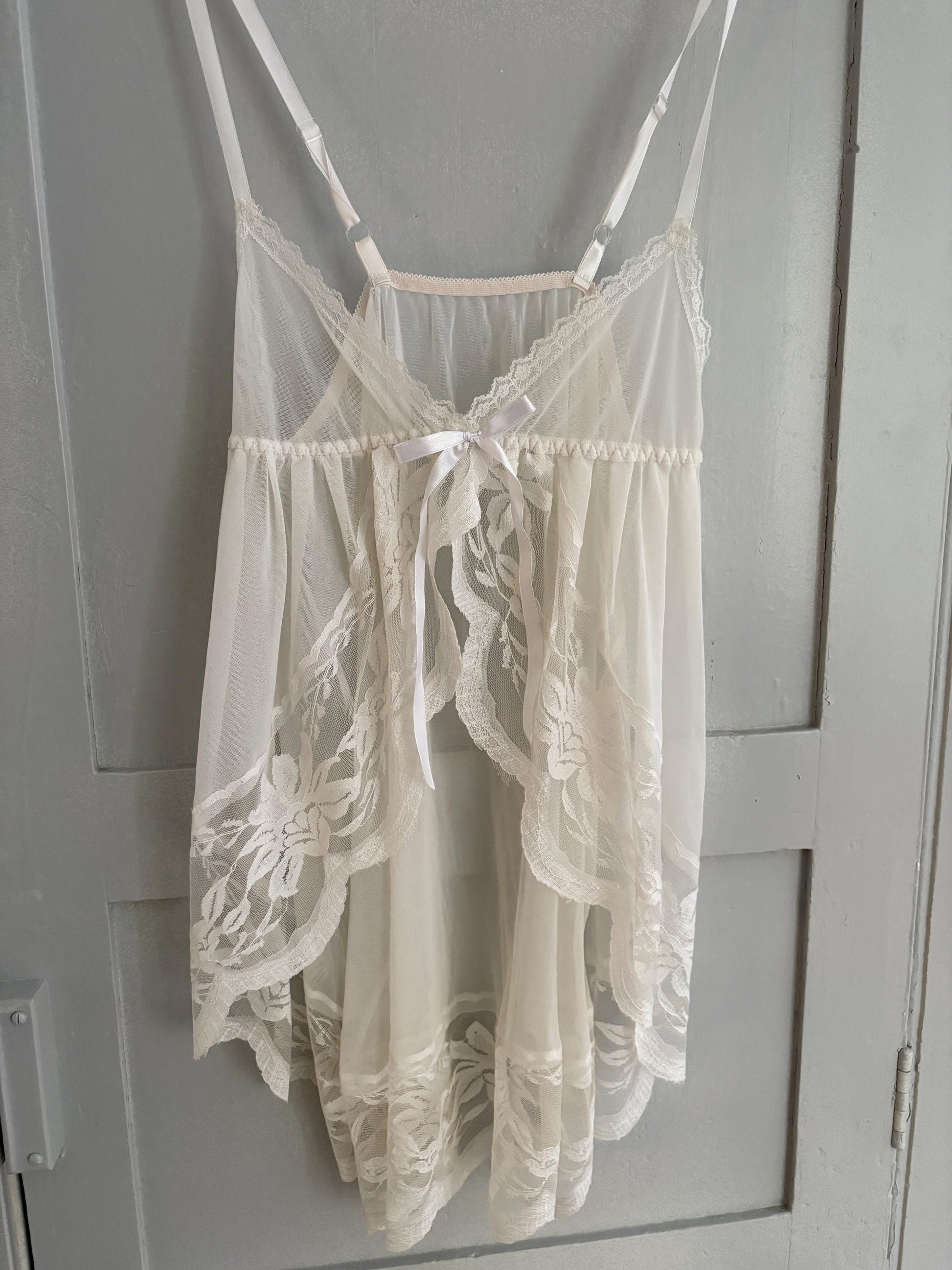 Vintage white sheer babydoll dress, Made in Italy see through night dress, Cute date night pyjamas, Photoshoot clothing, XS