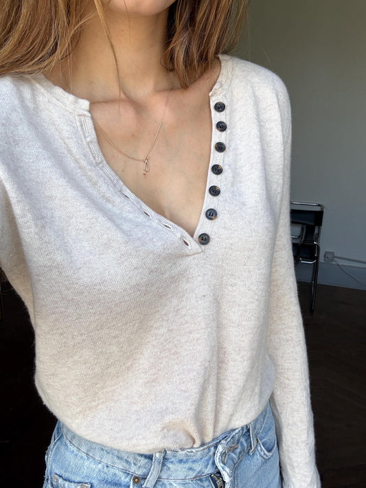 Vintage ivory jumper by Caroll Paris, Super soft pullover, Vintage eggshell knitwear, French designer knitwear, Cashmere blend shirt, XS