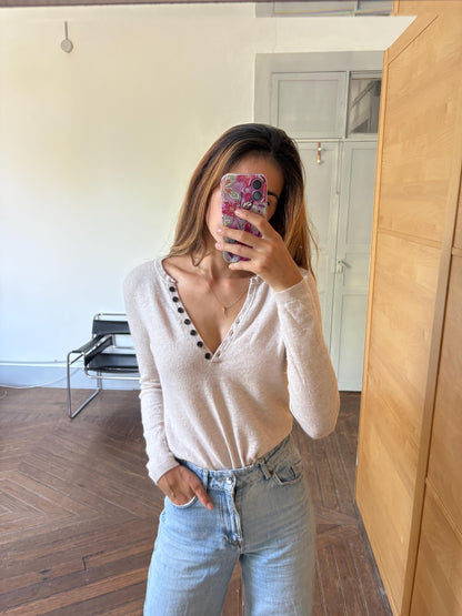 Caroll Paris Luxe Ivory Cashmere Jumper — back view