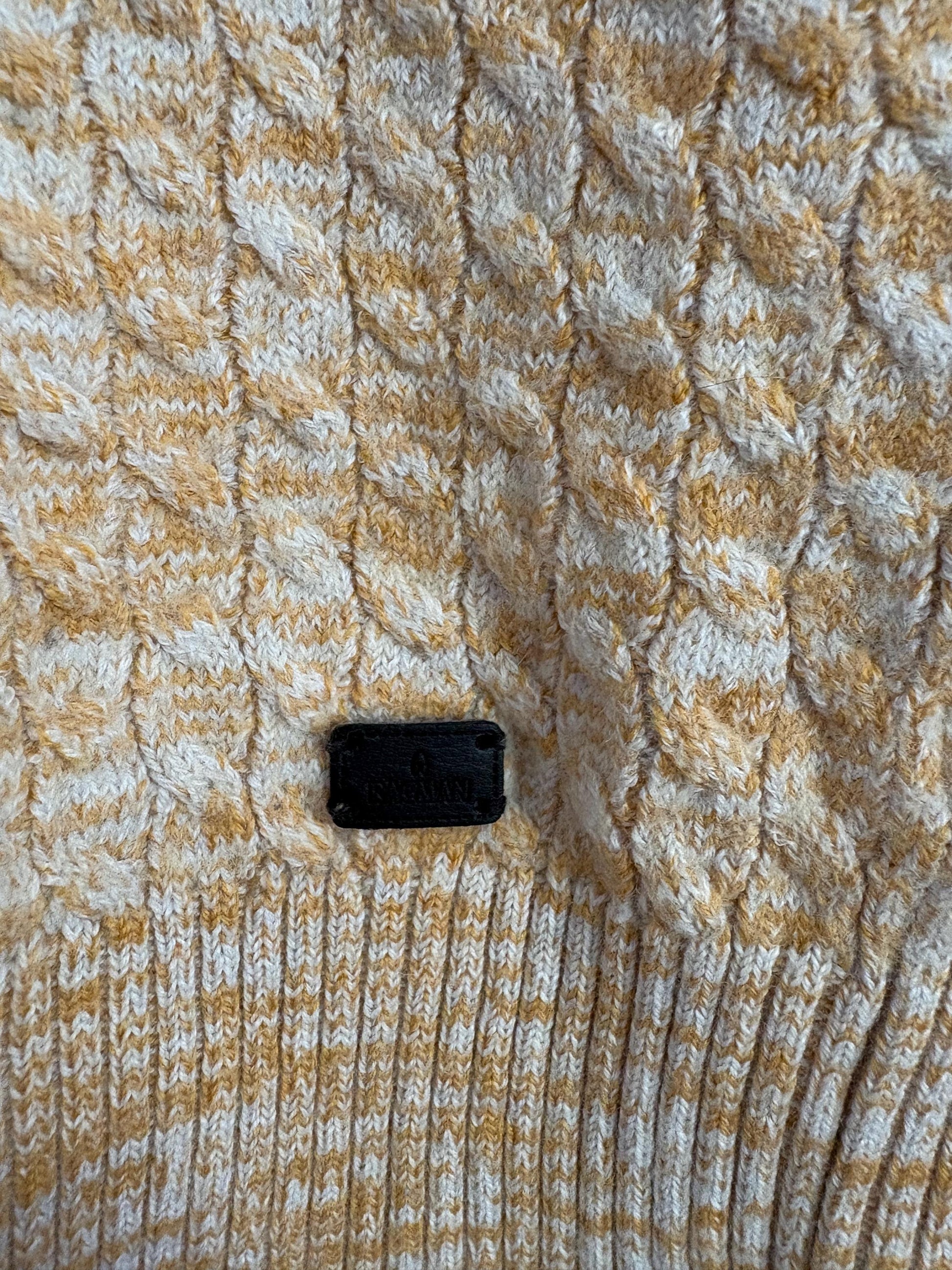 Wool yellow and white pullover, German design jumper