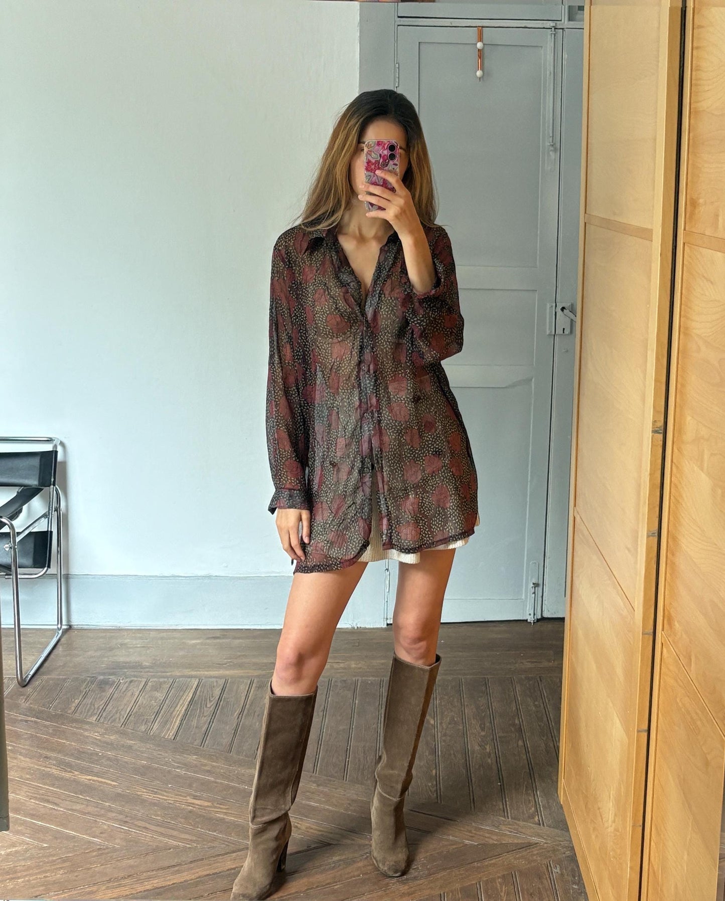 Sheer black floral button down shirt, wrap top, See through feminine beach wear, Dark gothic sheer floral blouse, Lightweight summer shirt