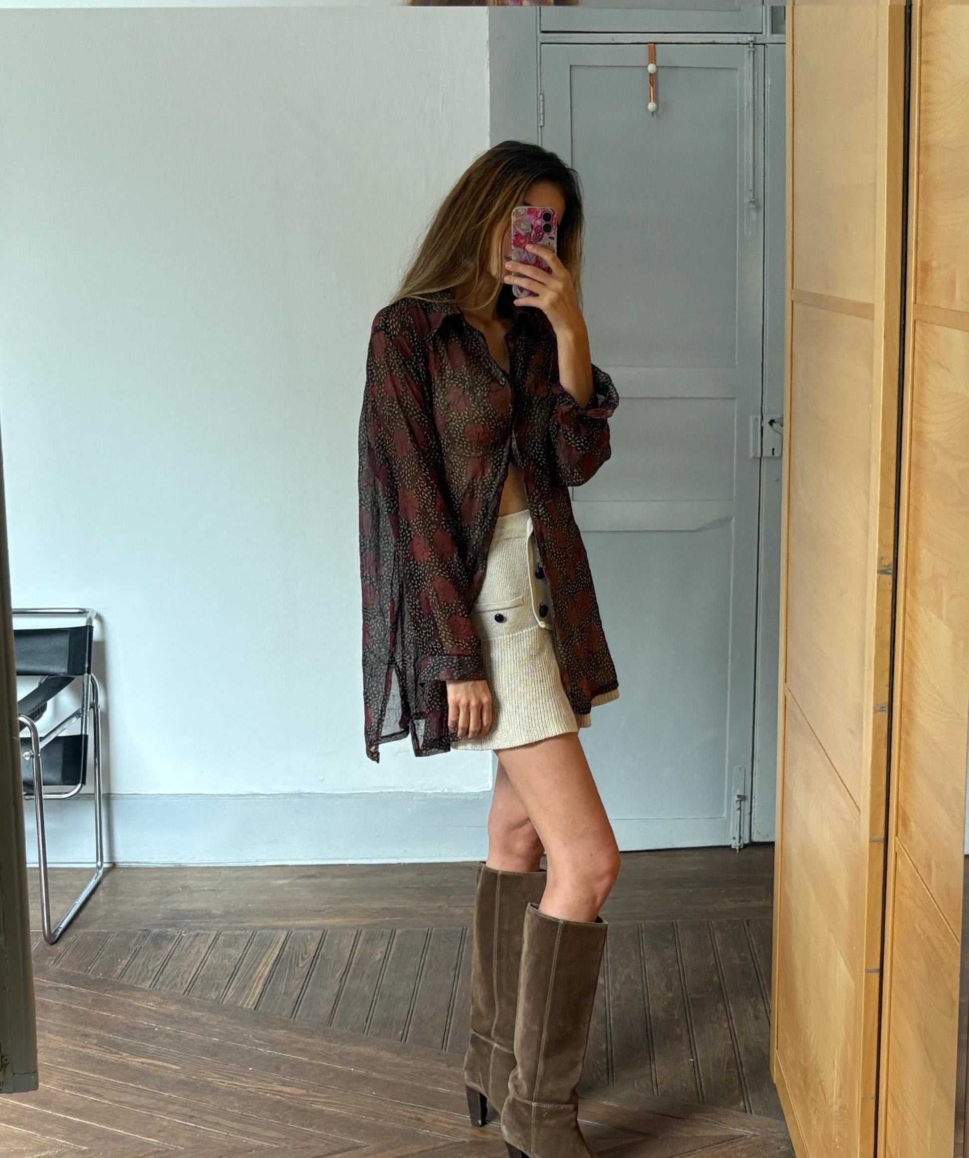 Sheer black floral button down shirt, wrap top, See through feminine beach wear, Dark gothic sheer floral blouse, Lightweight summer shirt