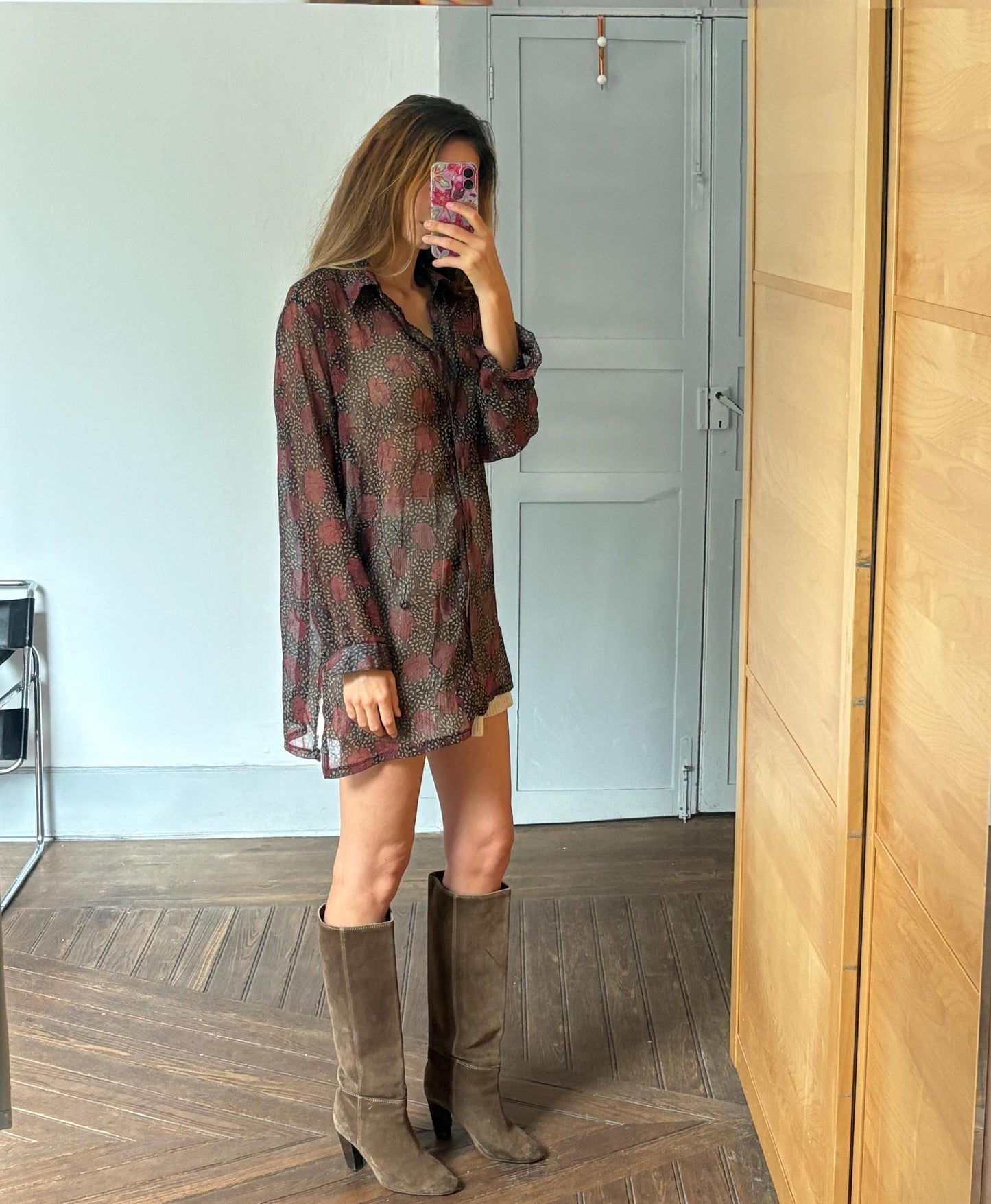 Sheer black floral button down shirt, wrap top, See through feminine beach wear, Dark gothic sheer floral blouse, Lightweight summer shirt