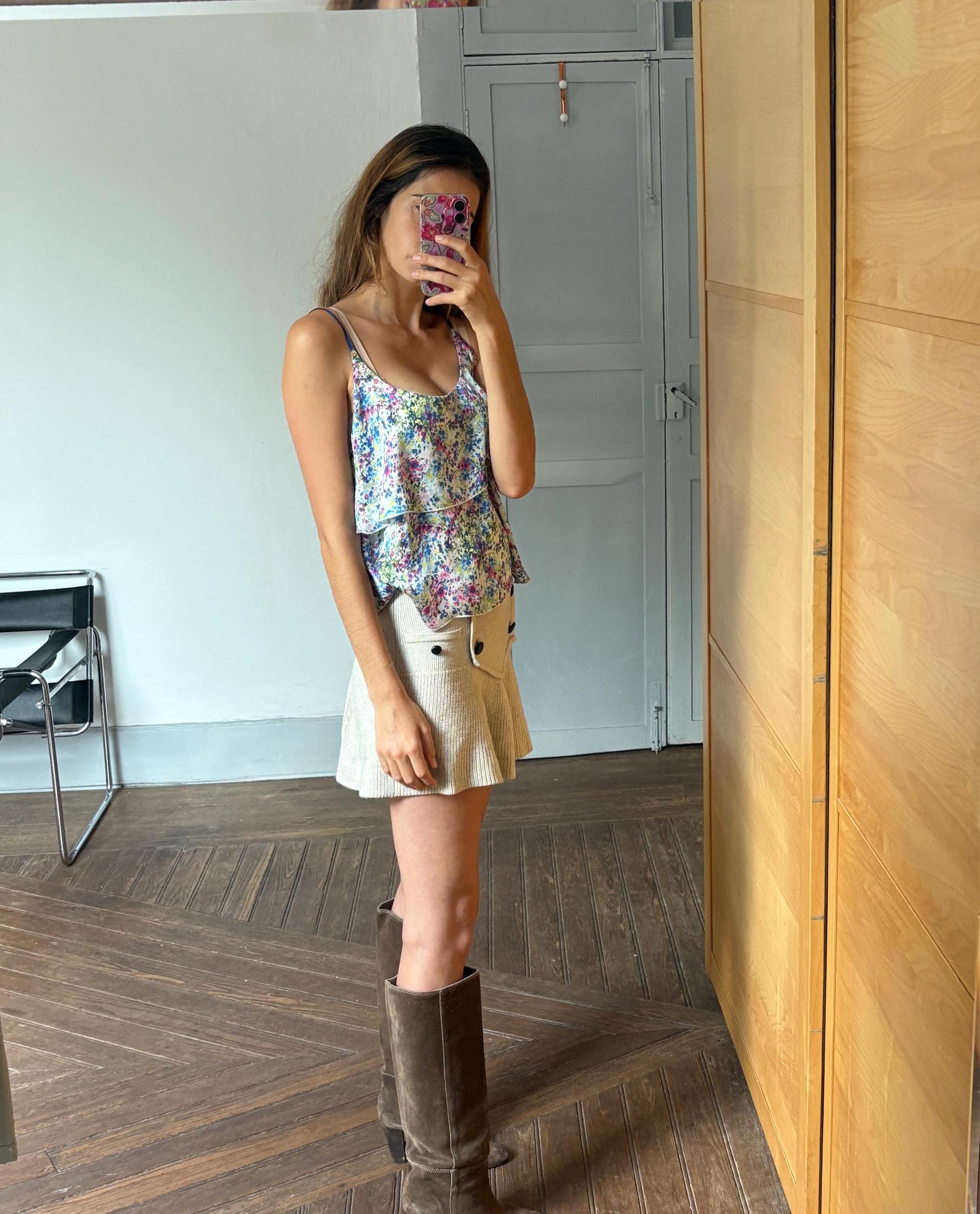 Vintage GUESS floral camisole, Y2k spaghetti loose layered tank top, Sexy see open neckline woman clothing, floral print corset top, L