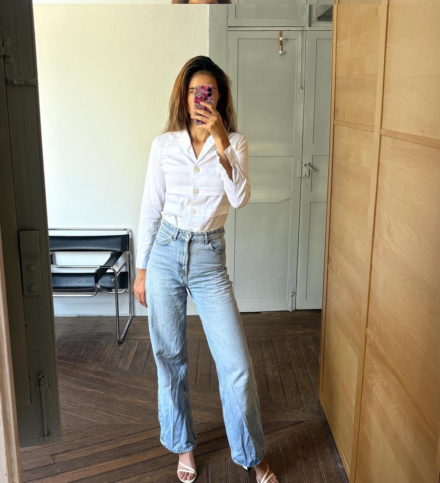 White vintage blouse, Italian design elegant woman top, Light academia wardrobe essential, Nara Camicie, Made in Italy, Size XS