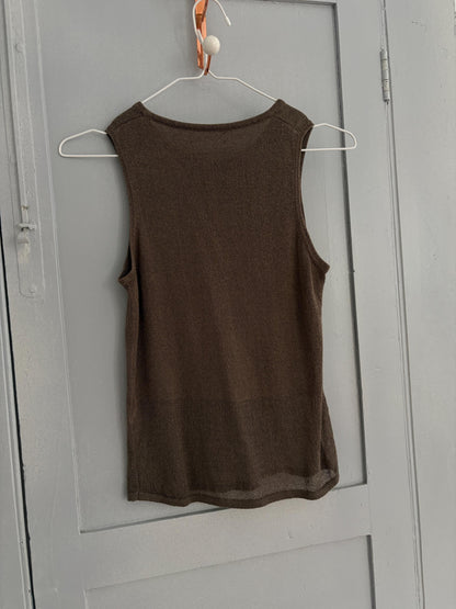 Vintage Moss Green Minimalist Tank Top — back view