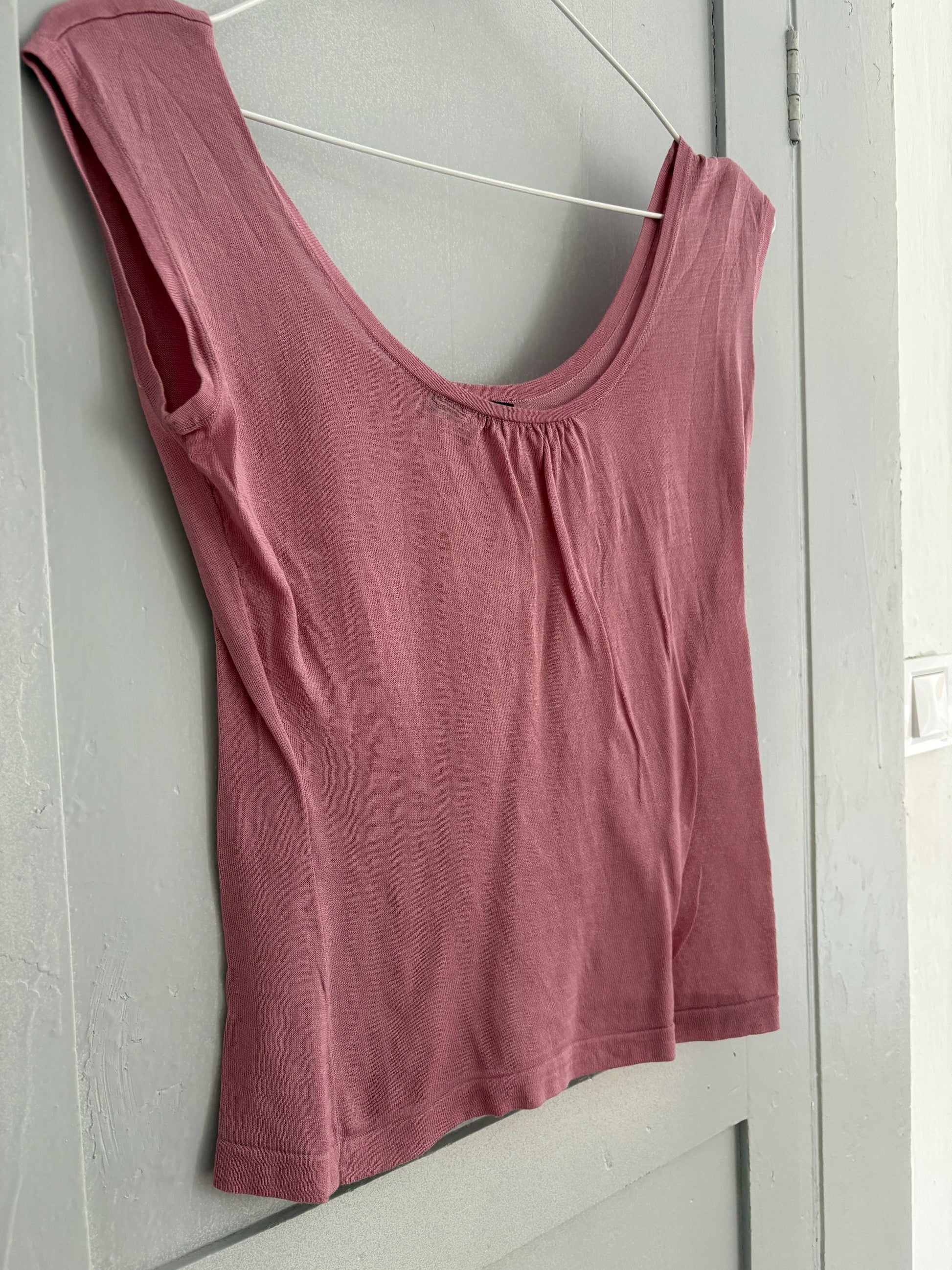 Vintage soft pink Camisole Top, Elegant warm pink Boho Chic Y2k tank top, Sexy see open neckline Lightweight cotton summer woman clothing