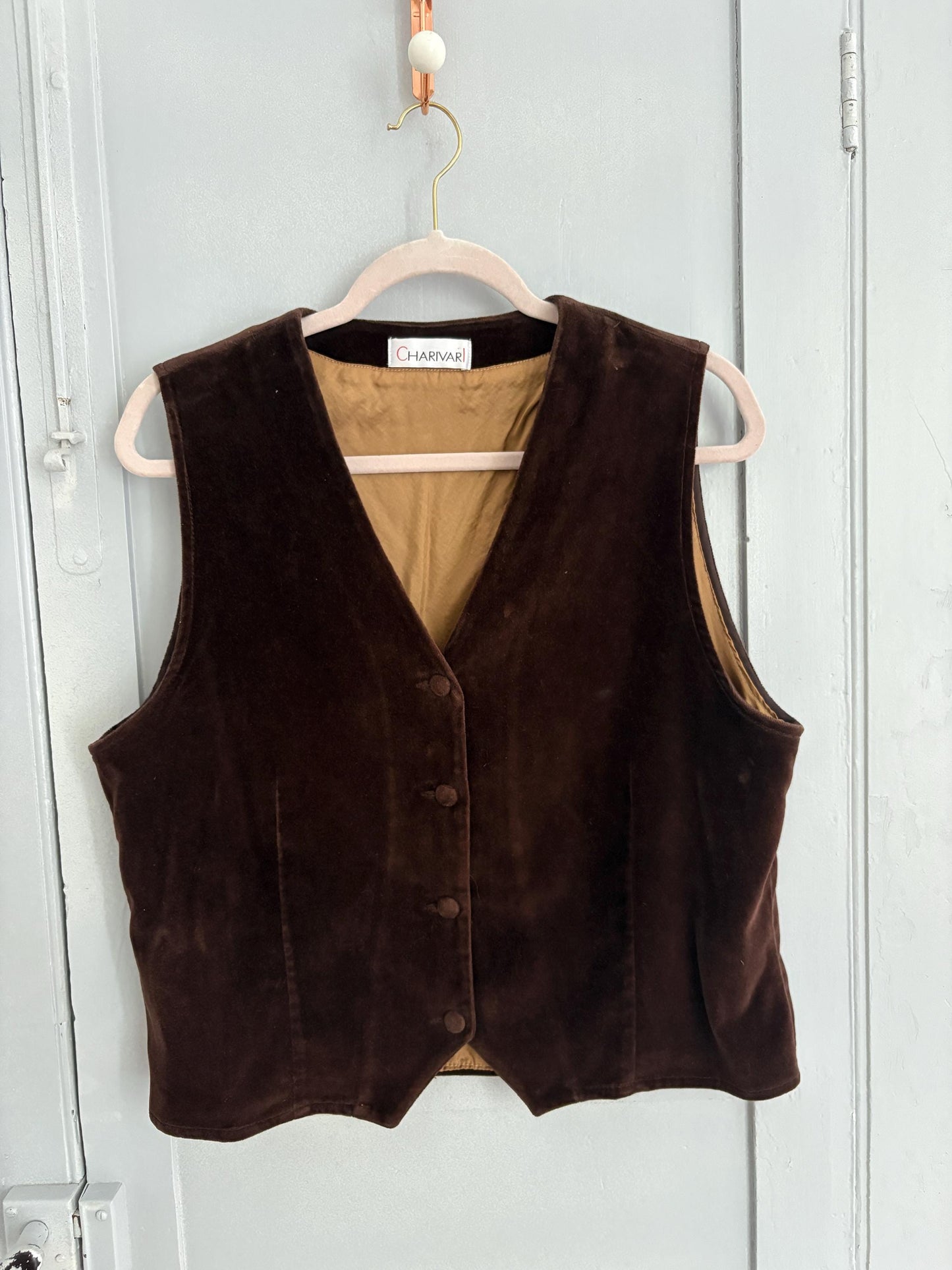 Vintage Dark Brown Velvet Gilet — additional view 7