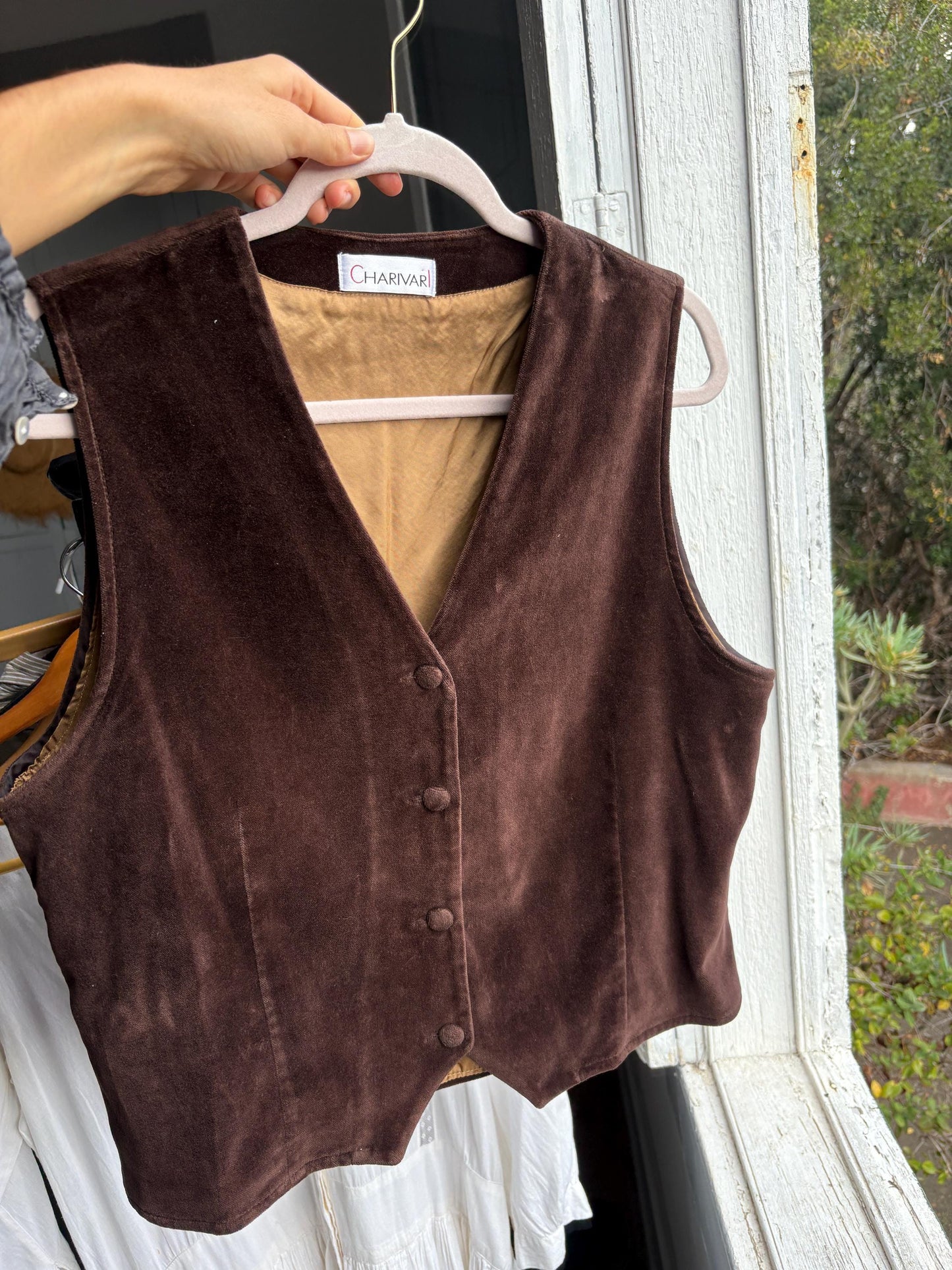 Vintage dark brown Velvet gilet, Sleeveless velour christmas vest, Vintage dark academia waistcoat, Smart professor clothing, M