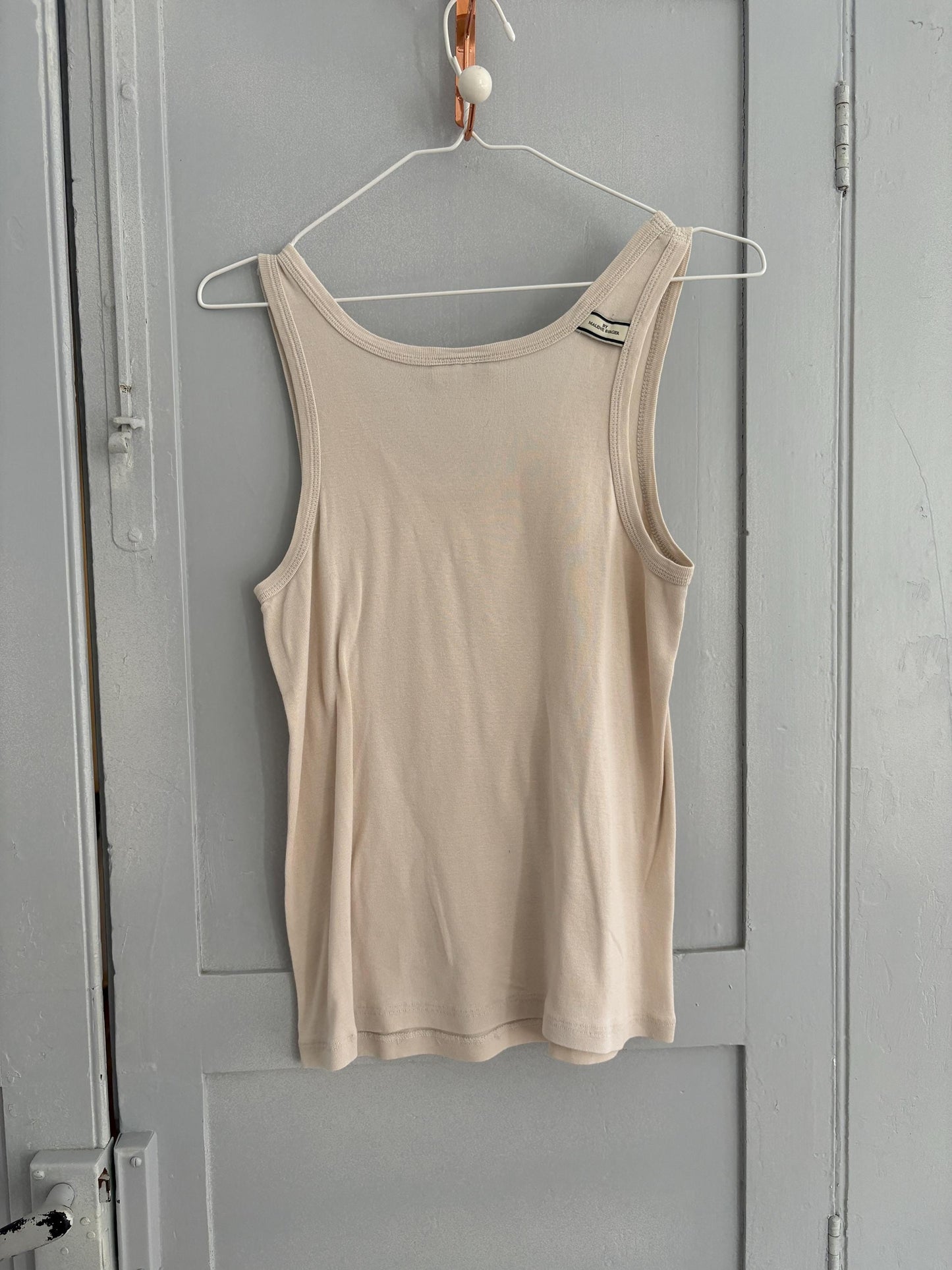 Vintage off white By Malene Birger tank top, Designer eggshell white camisole, Elegant cotton top