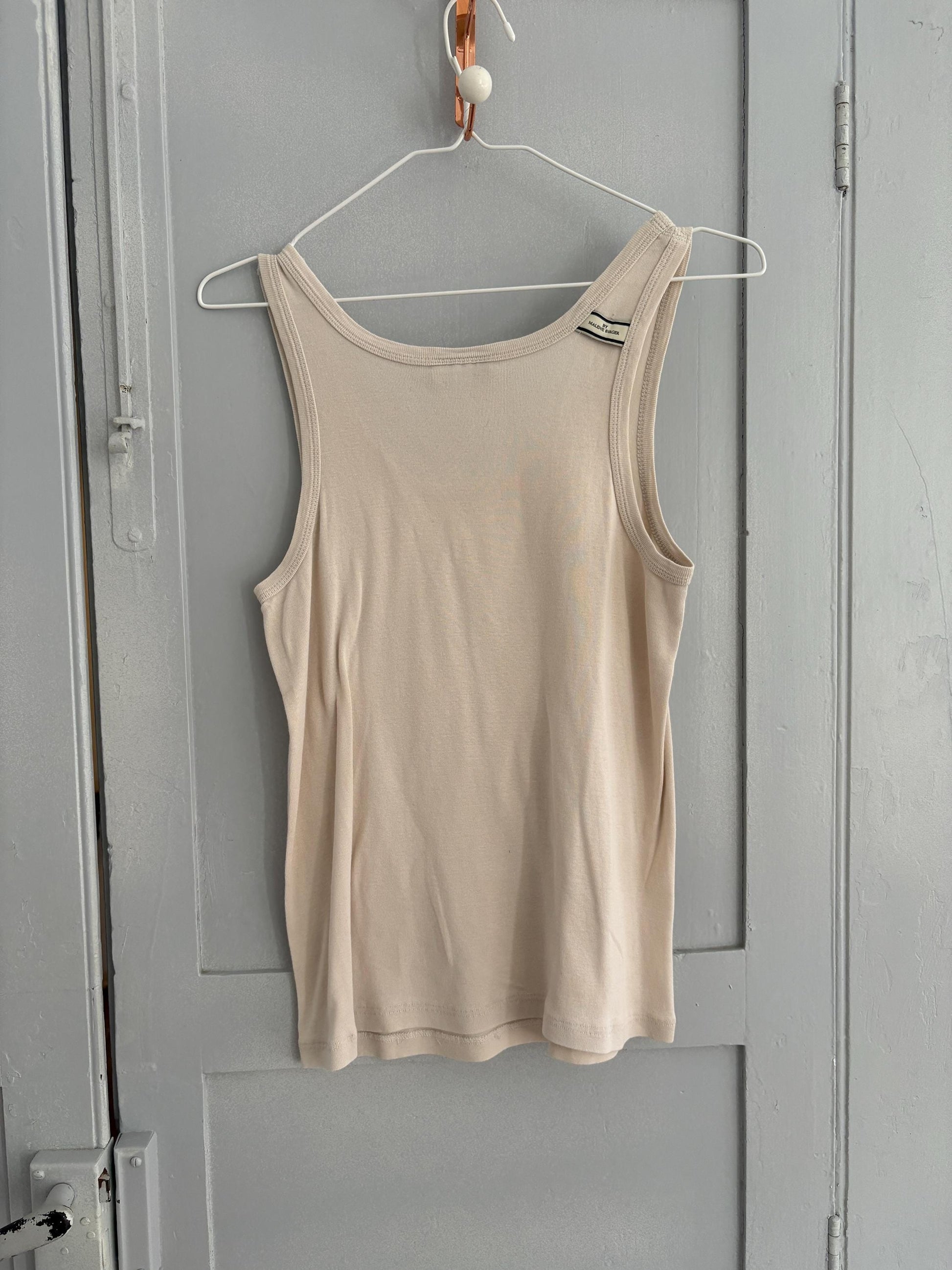 Vintage off white By Malene Birger tank top, Designer eggshell white camisole, Elegant cotton top