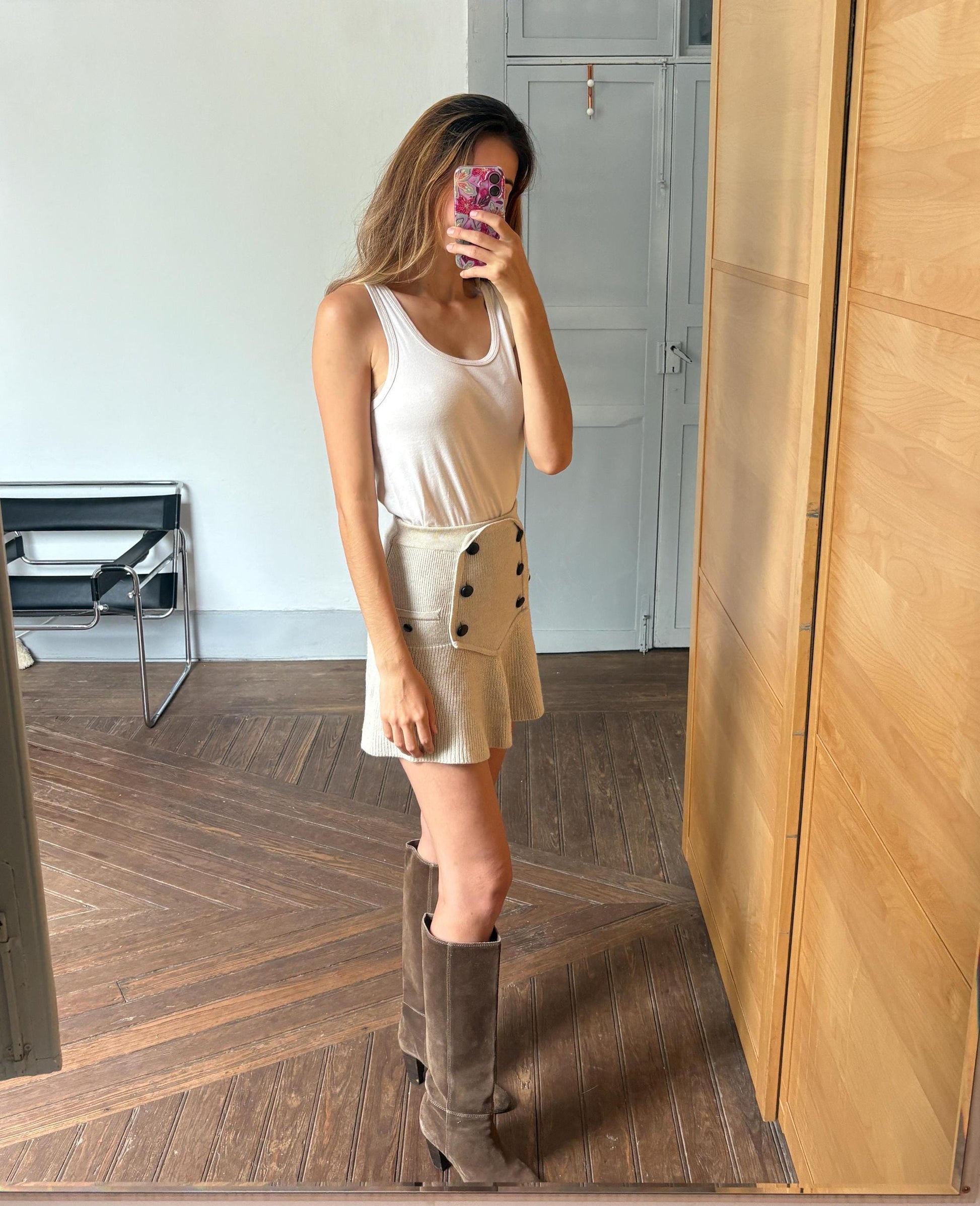 Vintage off white By Malene Birger tank top, Designer eggshell white camisole, Elegant cotton top