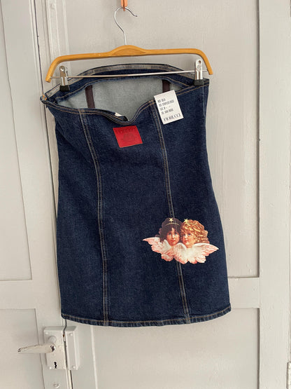 Vintage FIORUCCI Strapless Denim Bodycon Dress — additional view 7