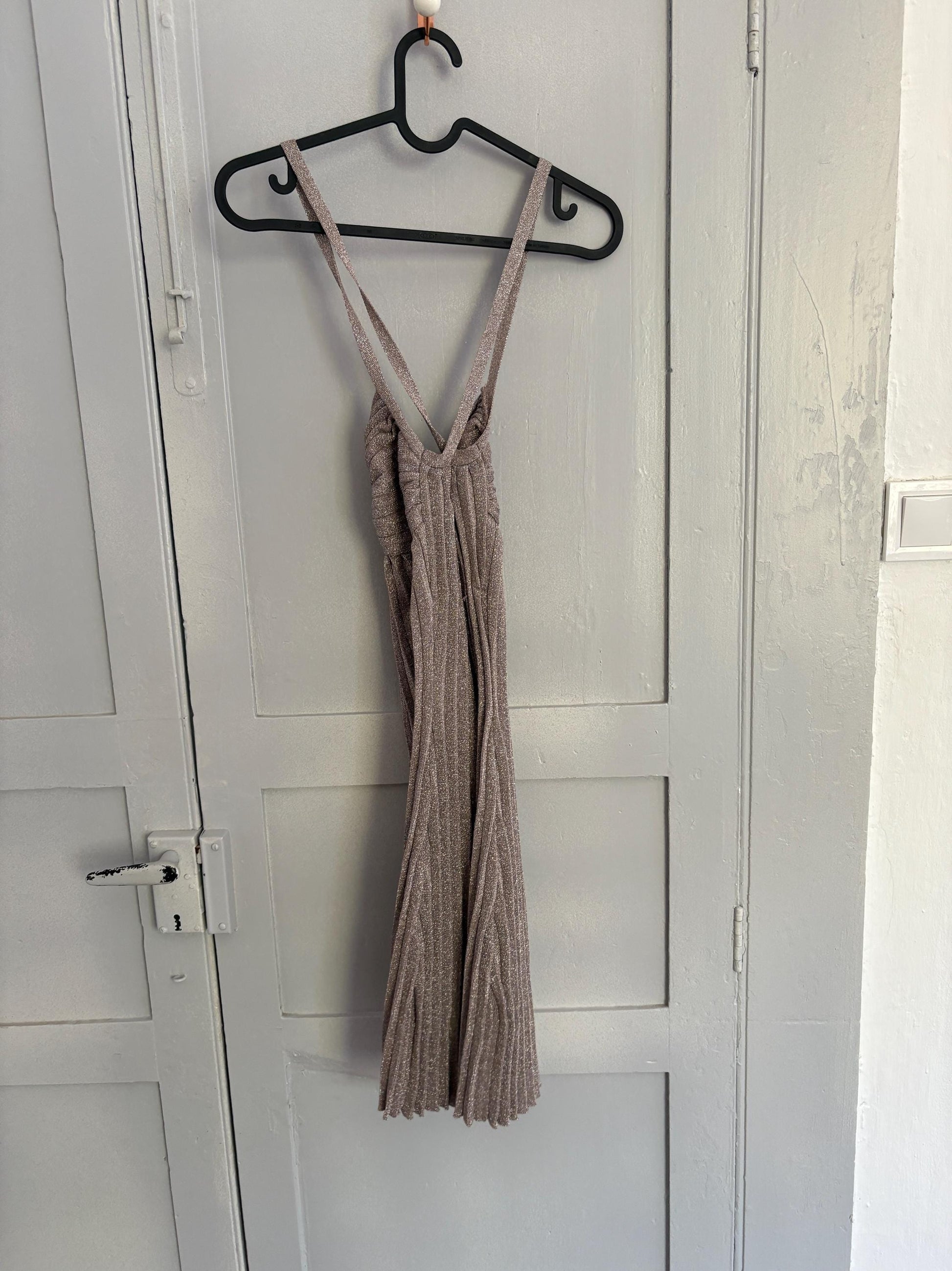 Festive silver glitter dress, Vintage lycra sparkly new year's eve / christmas dress. Special event woman dress with fabric rose