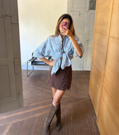 Vintage Blue Floral Oversized Blouse — additional view 7