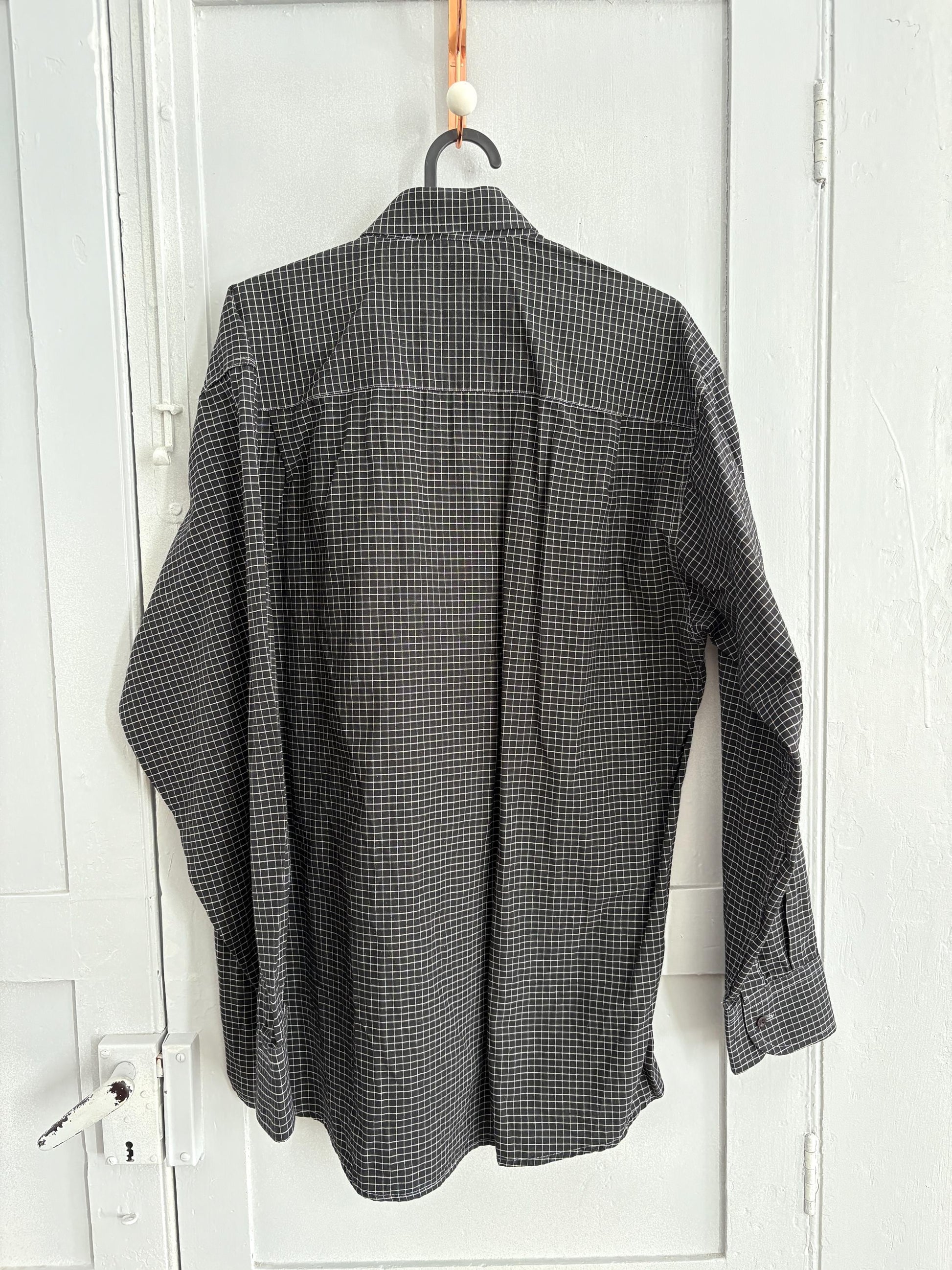 Classic Polo by Ralph Lauren black checkered button up shirt, Smart button up, 90s long sleeve shirt, Preppy designer blouse, L