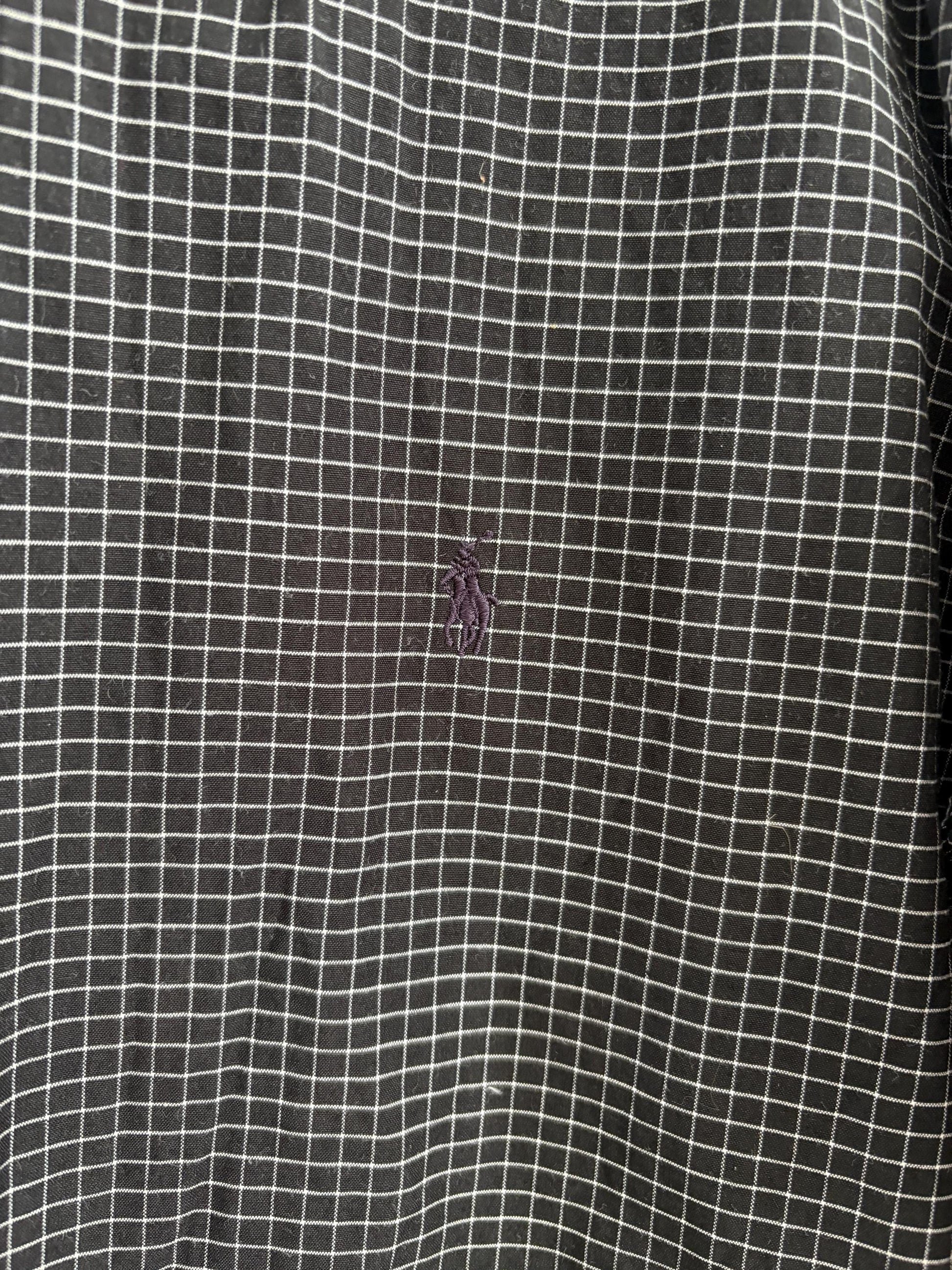 Classic Polo by Ralph Lauren black checkered button up shirt, Smart button up, 90s long sleeve shirt, Preppy designer blouse, L
