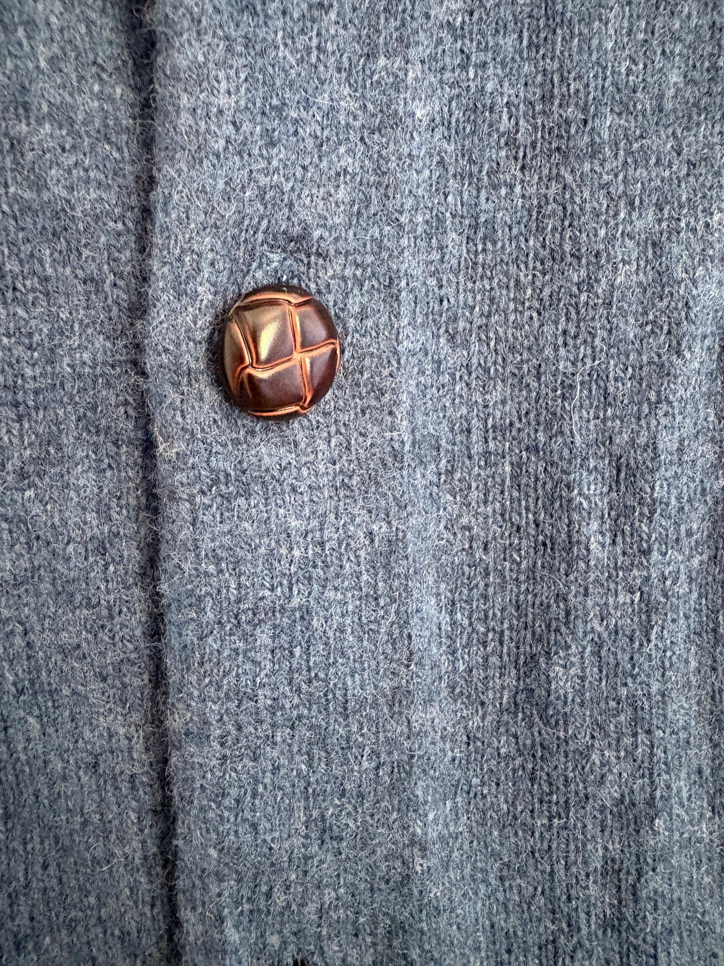 Pure new wool vintage Luxe cardigan - Blue Long sleeved soft Men jumper, Winter wool designer clothing, 42 - XL