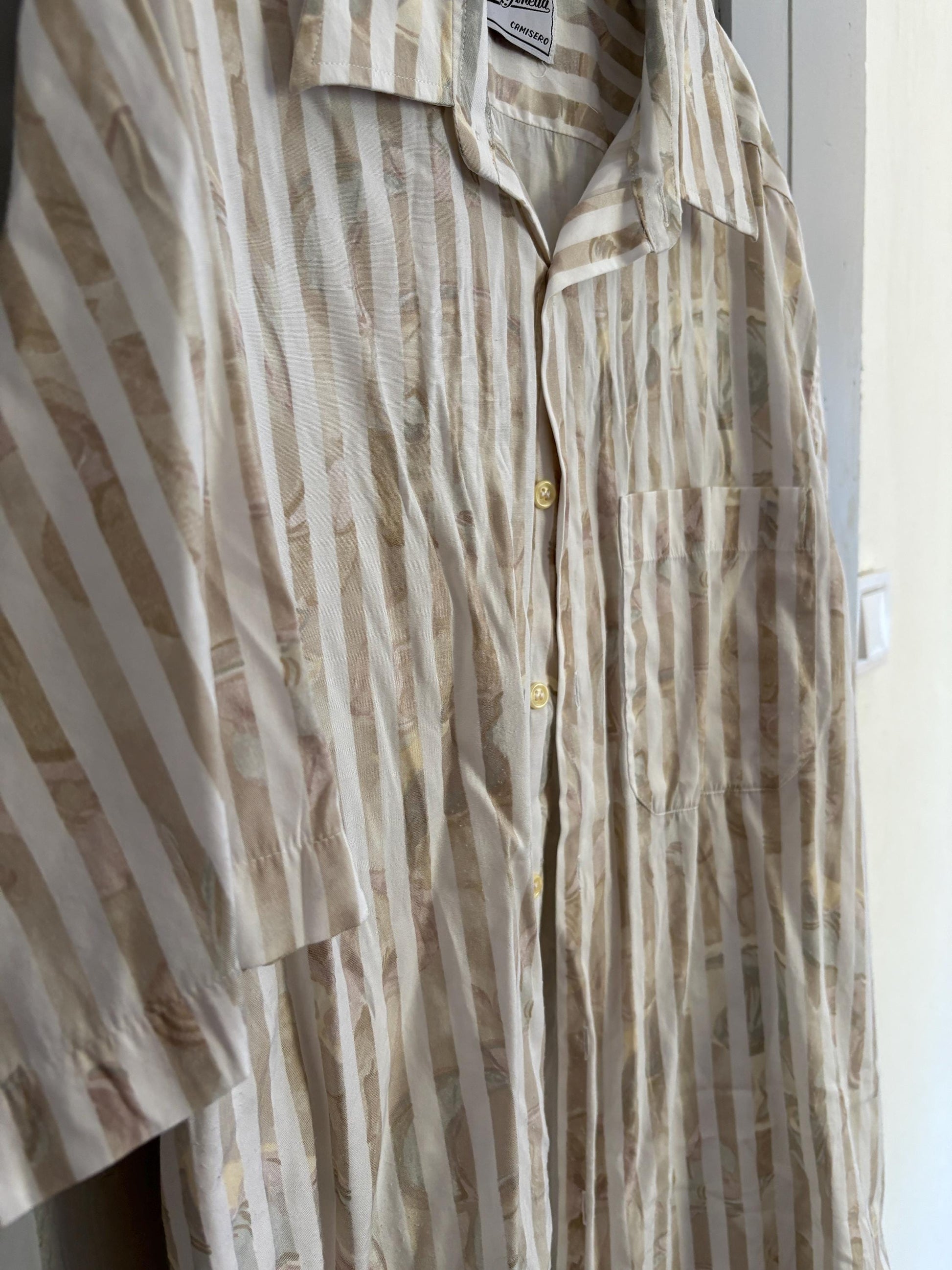 Vintage striped floral Button-Down Shirt - Oversized Summer Shirt