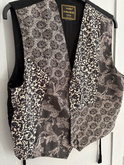 Yashi Yamamuri Gold Italian Silk Vintage Tapestry Vest M