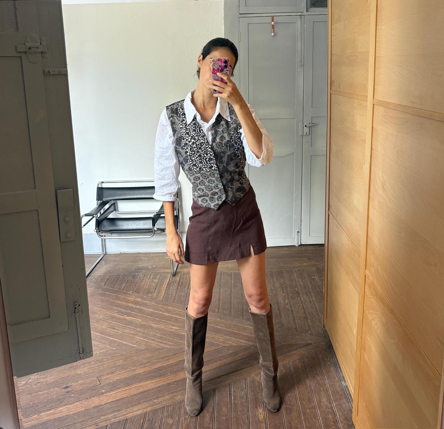 Italian Silk Tapestry Vest, Women gilet, Sleeveless jacket, Vintage light academia waistcoat, Bohemian smart clothing, 80s waistcoat, M