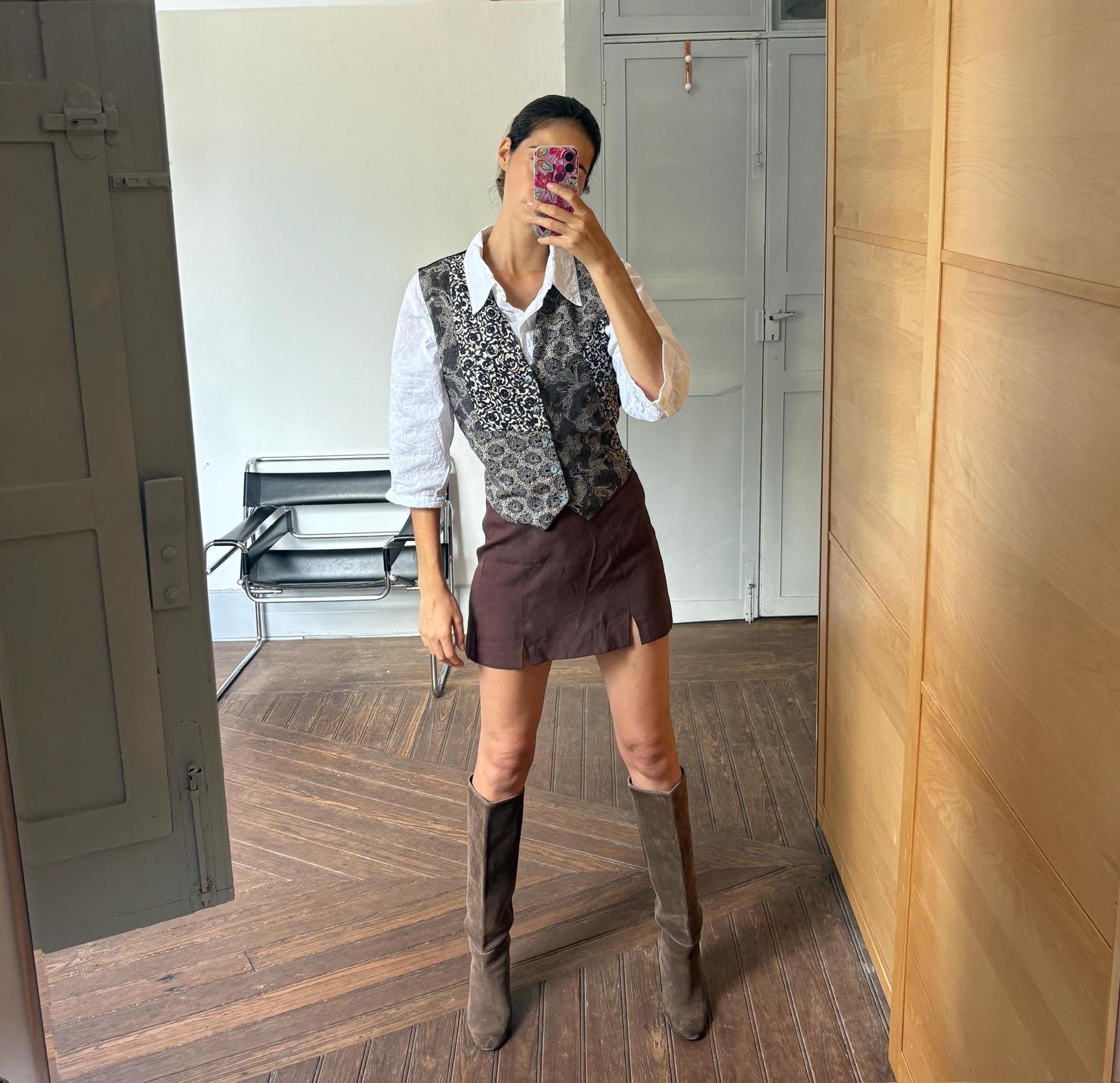 Italian Silk Tapestry Vest, Women gilet, Sleeveless jacket, Vintage light academia waistcoat, Bohemian smart clothing, 80s waistcoat, M