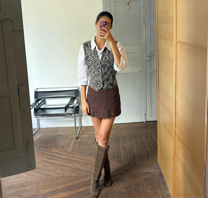 Yashi Yamamuri Gold Italian Silk Vintage Tapestry Vest M