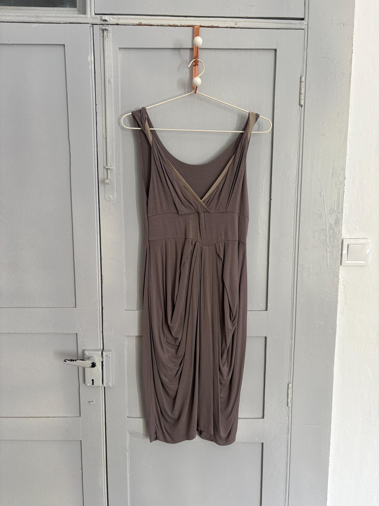 Vintage grey midi Dress, Sleeveless sexy Slip Dress, Minimalist Boho Style, Comfortable summer dress