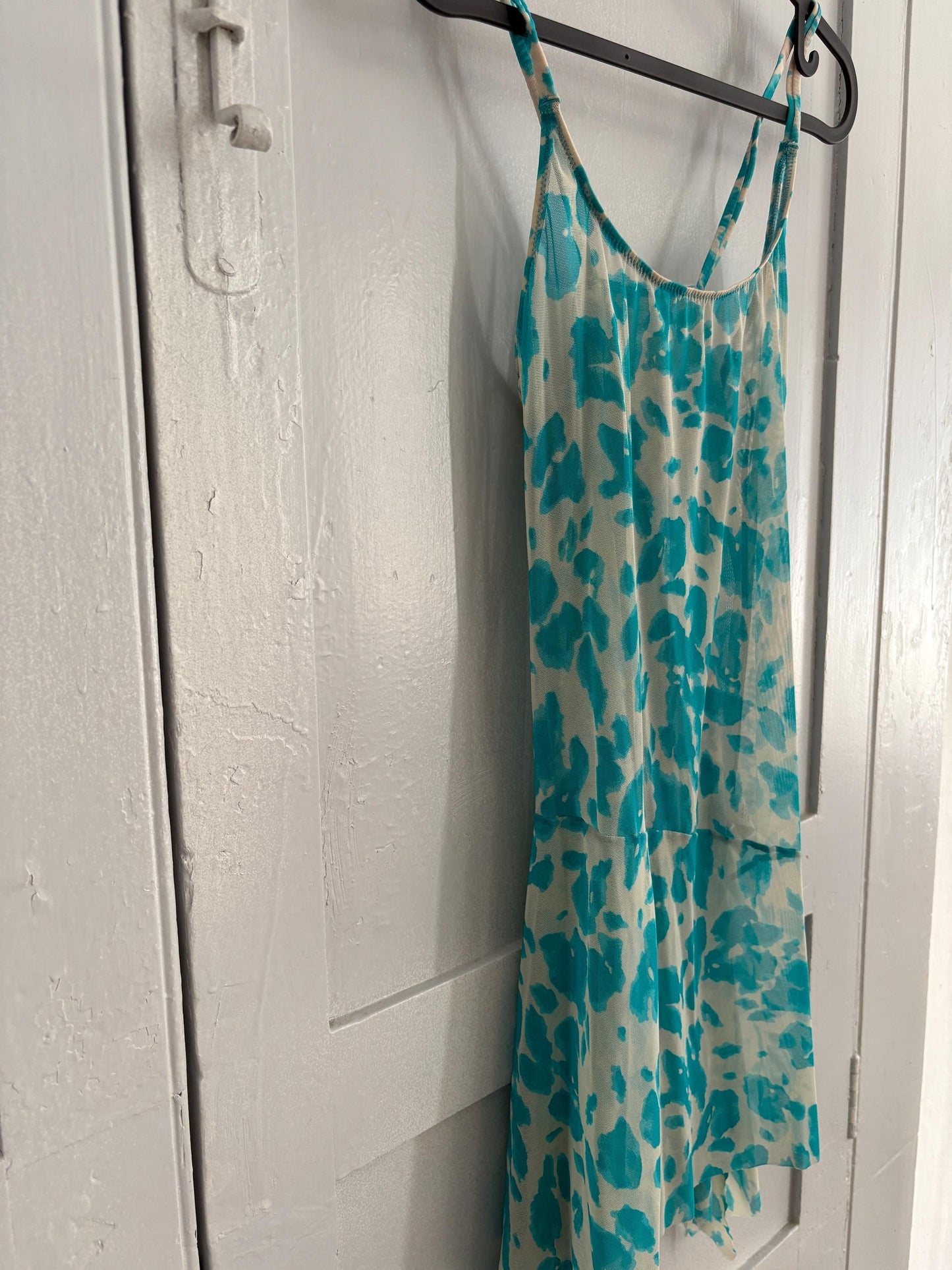 Vintage blue sheer sexy dress, See through net bikini dress, Photoshoot clothing, Playful lingerie