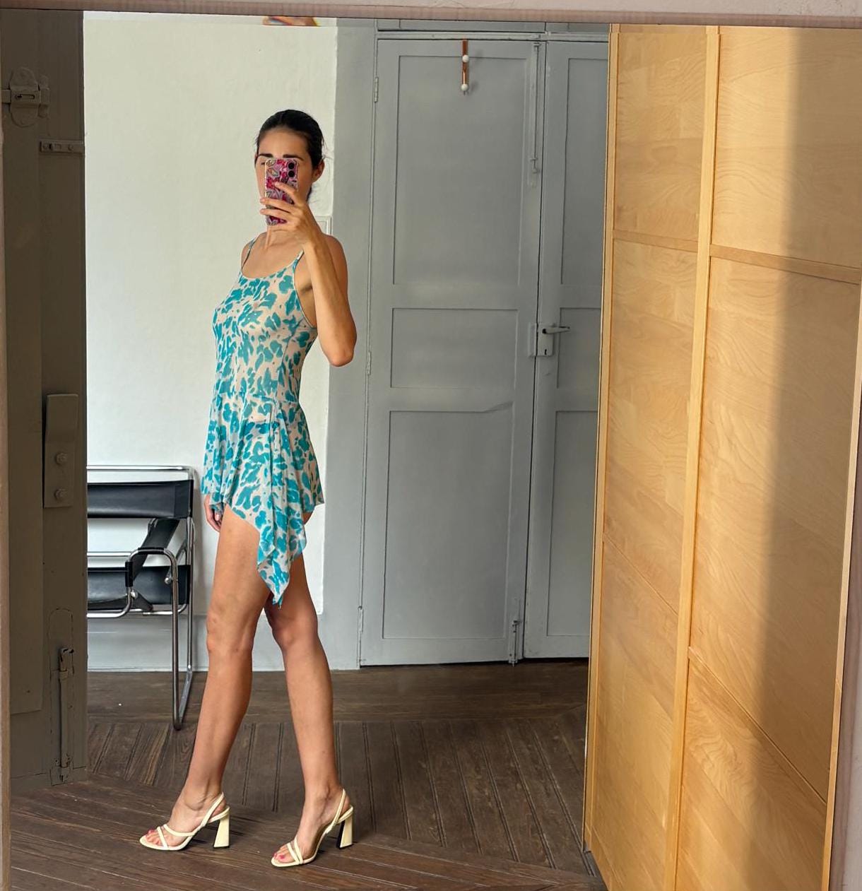 Vintage blue sheer sexy dress, See through net bikini dress, Photoshoot clothing, Playful lingerie