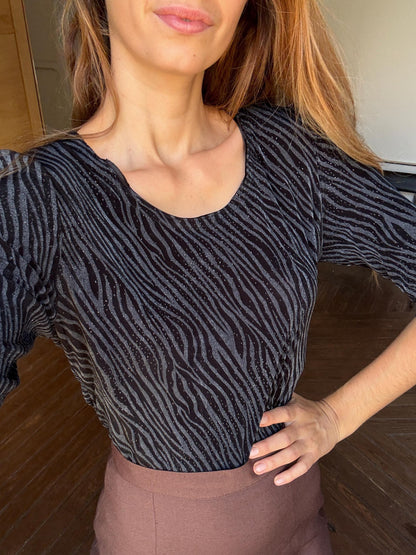 Vintage Black Zebra Print Women's Shirt
