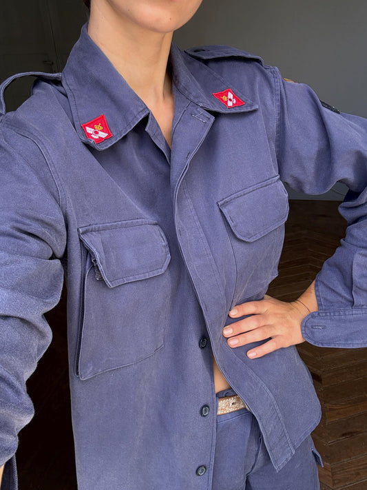 Vintage Spanish Airforce uniform, Ejército del Aíre work wear, Blue Spanish Soldier military clothing, army wear