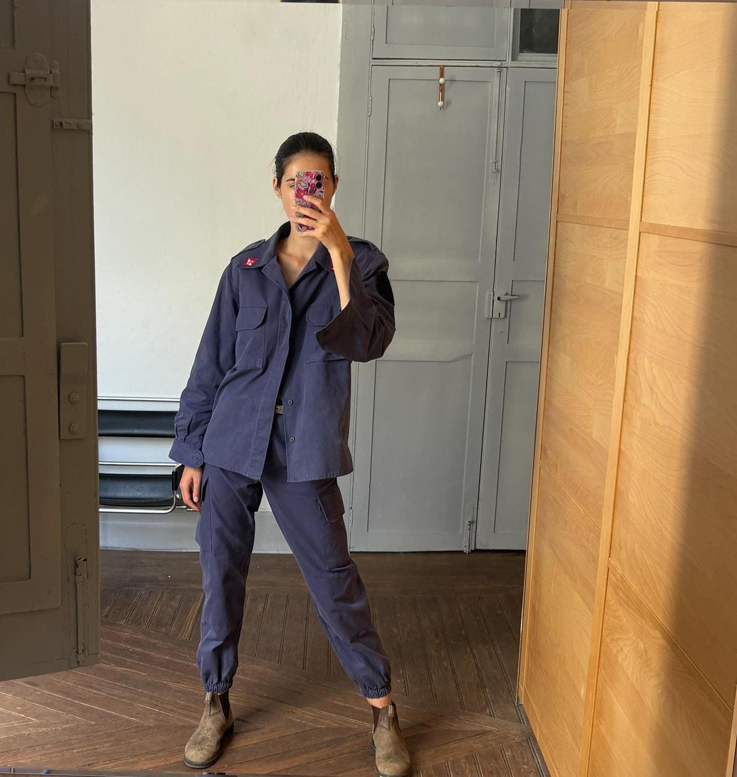 Vintage Spanish Airforce uniform, Ejército del Aíre work wear, Blue Spanish Soldier military clothing, army wear