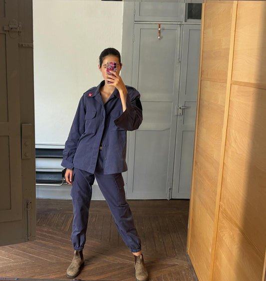 Vintage Spanish Airforce uniform, Ejército del Aíre work wear, Blue Spanish Soldier military clothing, army wear