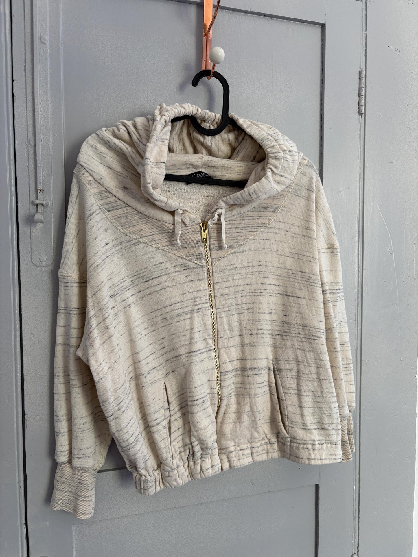 Vintage Isabel Marant hooded vest, White and greyncardigan, French designer clothing, Emily in Paris style