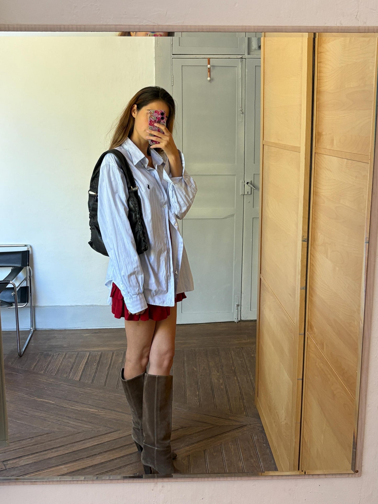 Vintage black leather shoulder bag, Cool Berlin style fashion black woman bag, Aesthetic vintage baguette bag, Scandic fashion