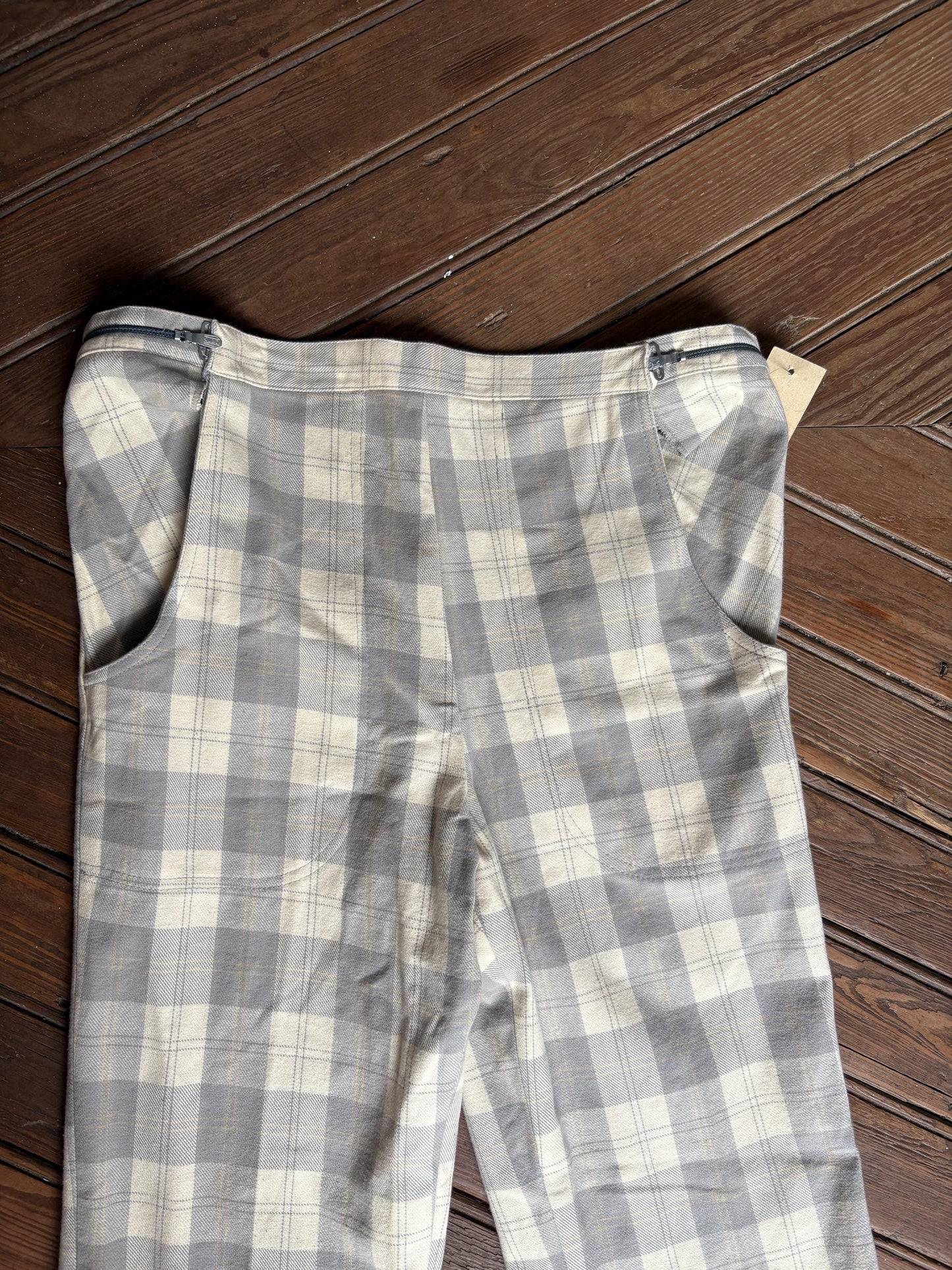 Vintage cotton plaid long MEN'S trousers, Extra tall tartan pants, Elegant formal men pants, Tailored Straight-Leg Trousers for men, size 46
