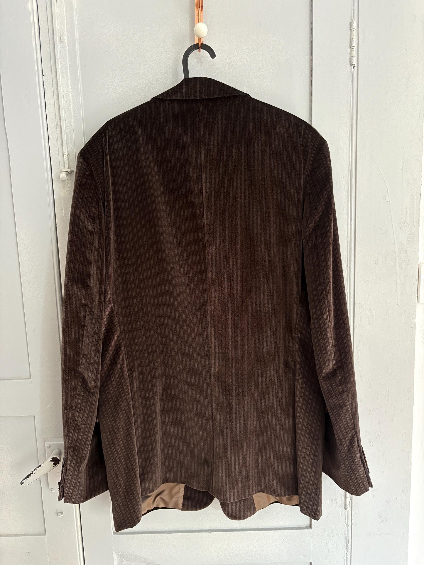 BOSS Hugo Boss velour brown Men blazer, Dark academia velvet double breasted americana