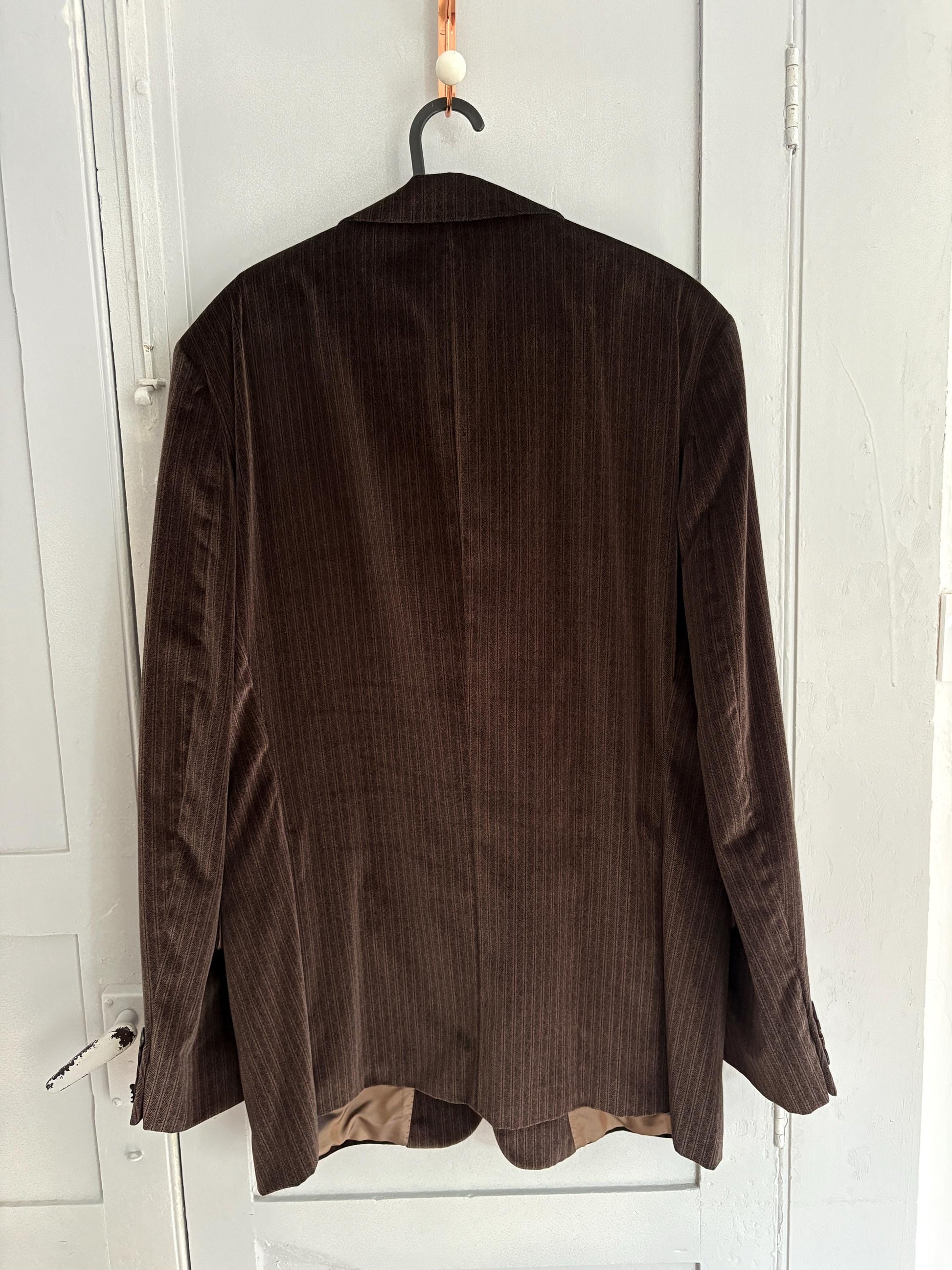 BOSS Hugo Boss velour brown Men blazer, Dark academia velvet double breasted americana