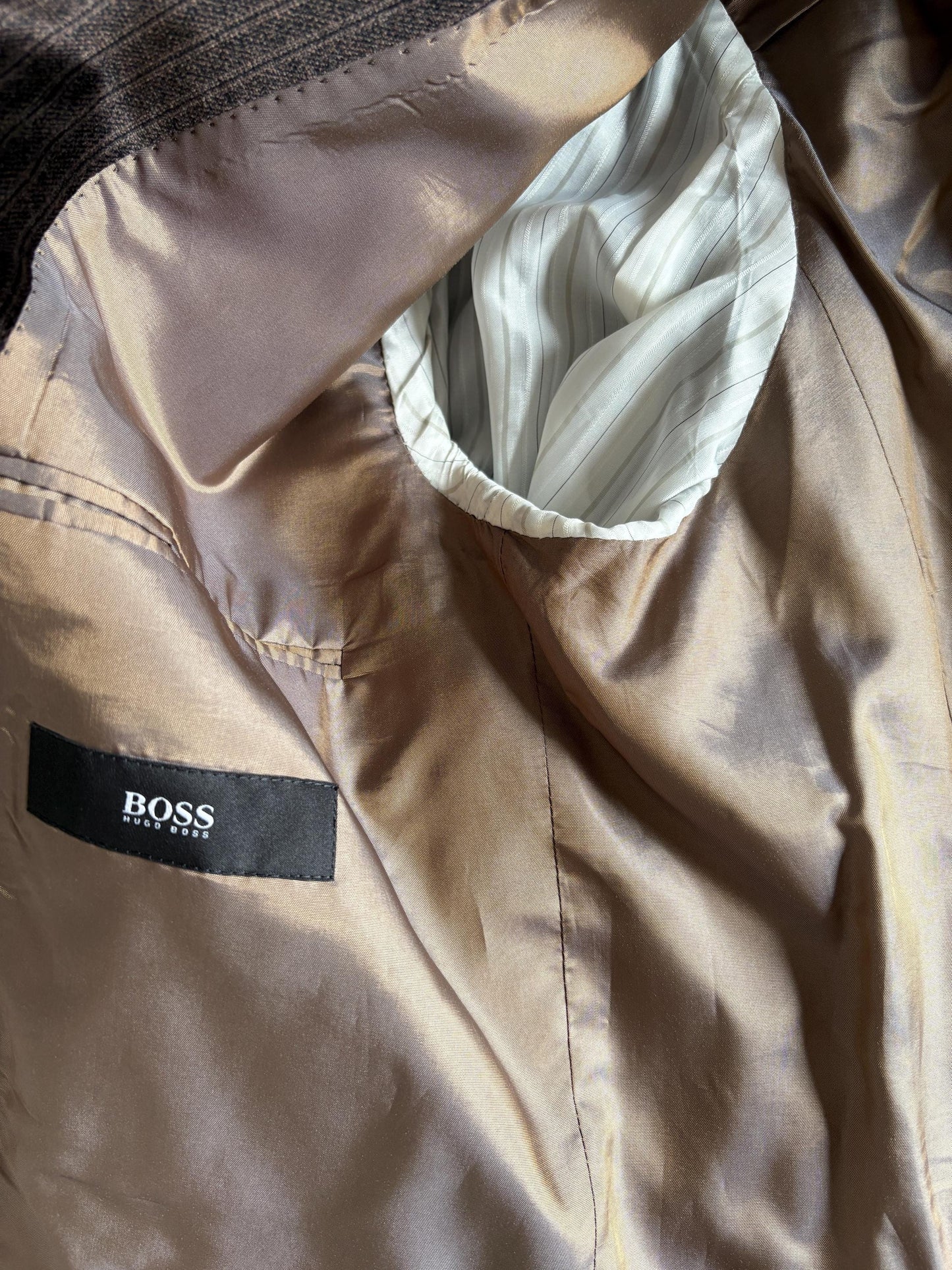 BOSS Hugo Boss velour brown Men blazer, Dark academia velvet double breasted americana