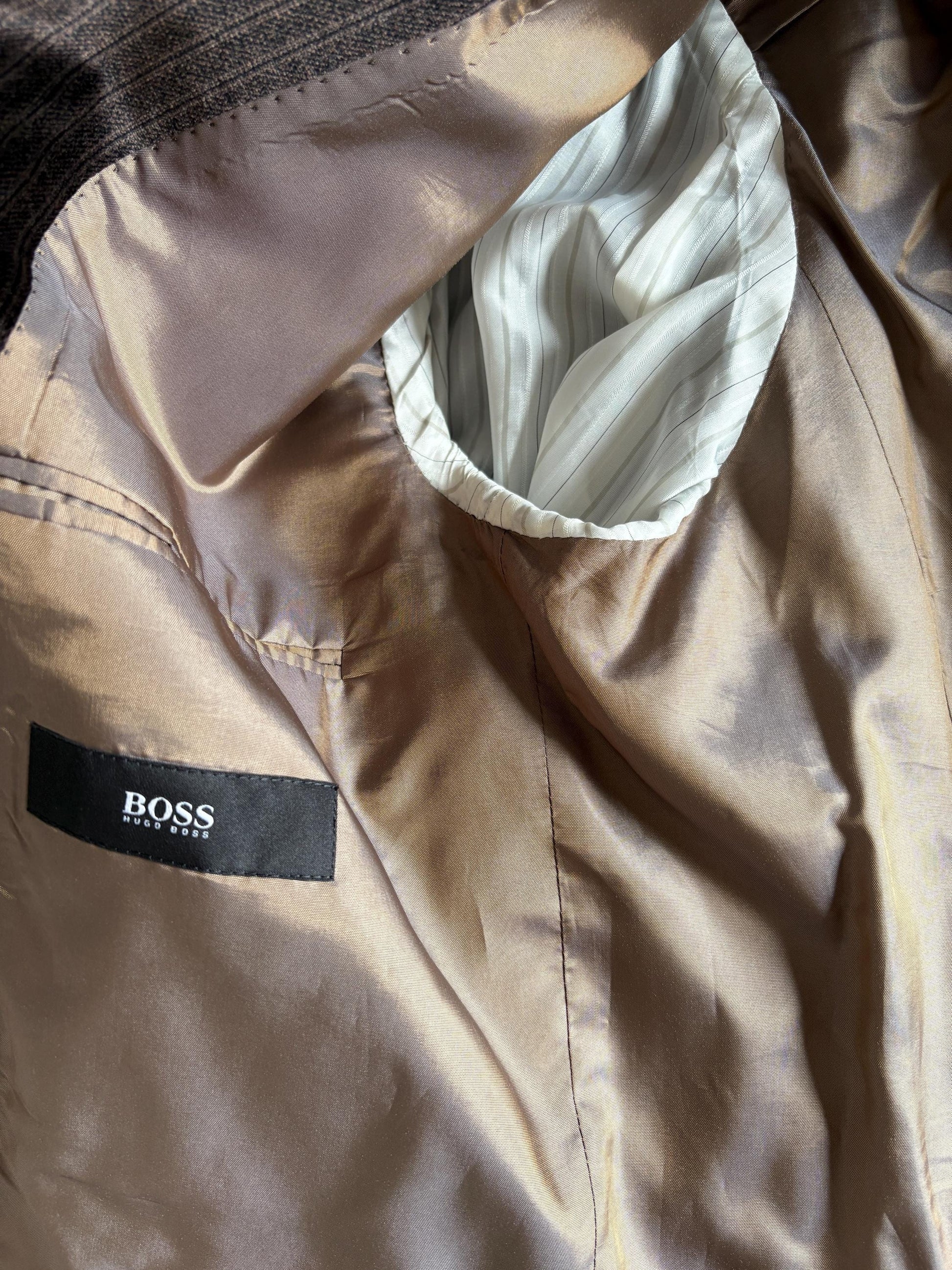 BOSS Hugo Boss velour brown Men blazer, Dark academia velvet double breasted americana