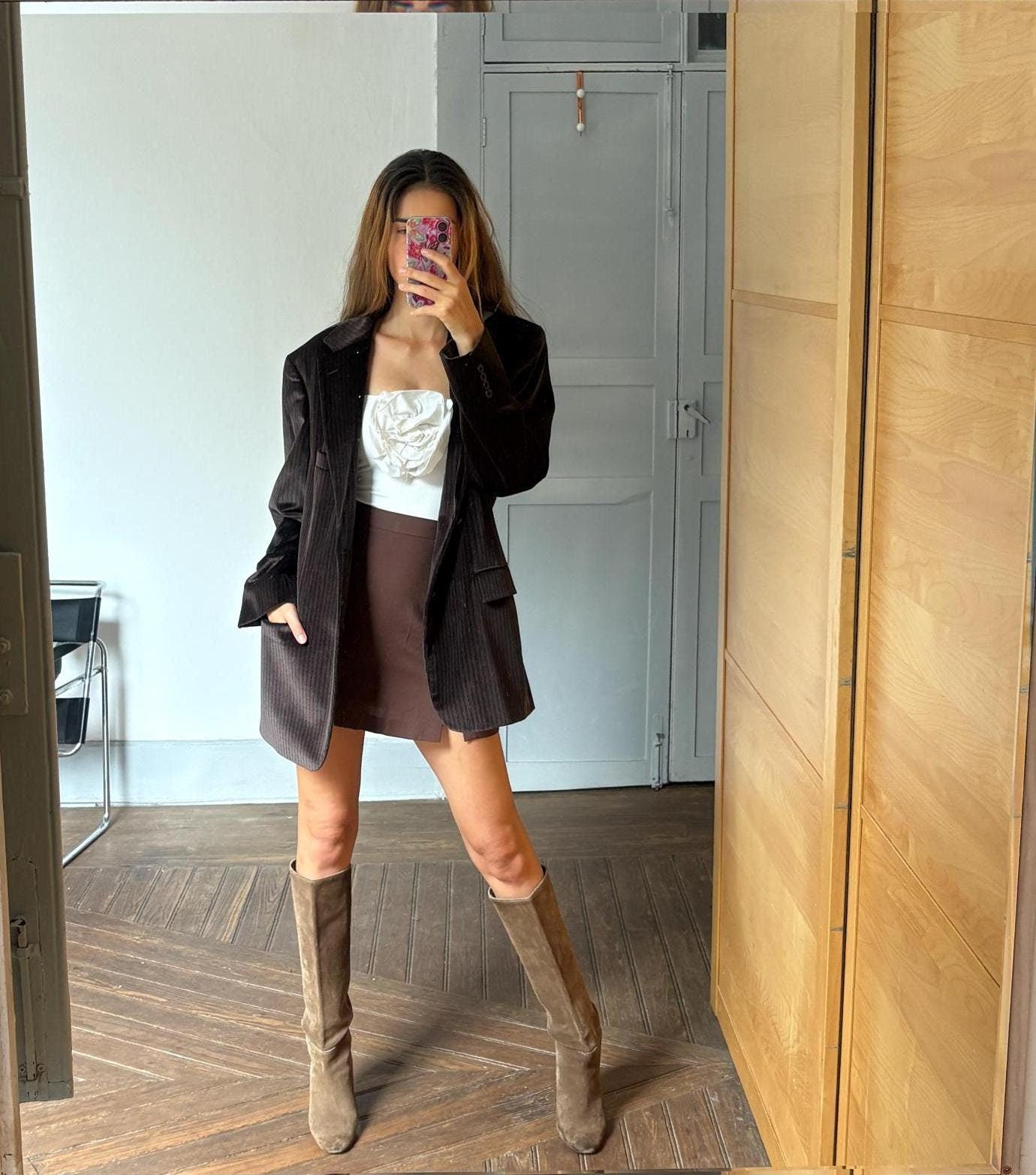 BOSS Hugo Boss velour brown Men blazer, Dark academia velvet double breasted americana