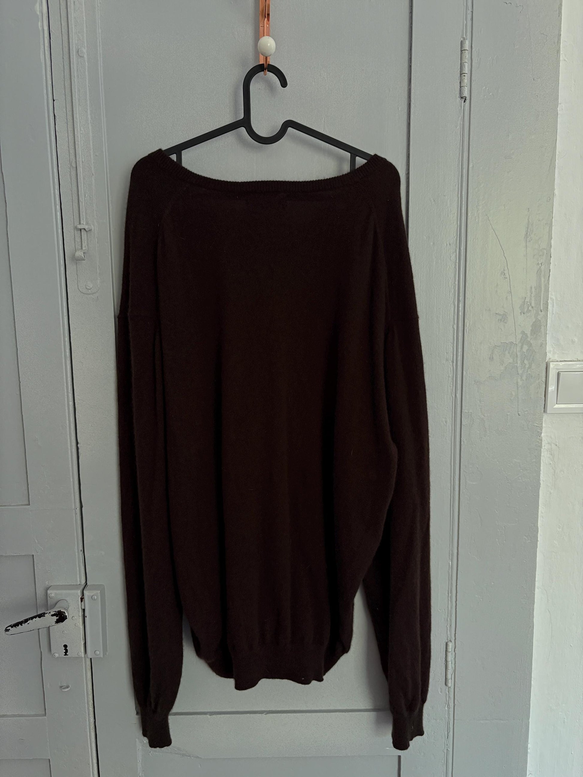 CASHMERE vintage Emidio Tucci pullover, Luxury Designer dark brown Luxe sweater, Long sleeve Christmas Super soft winter knit , XXXXL