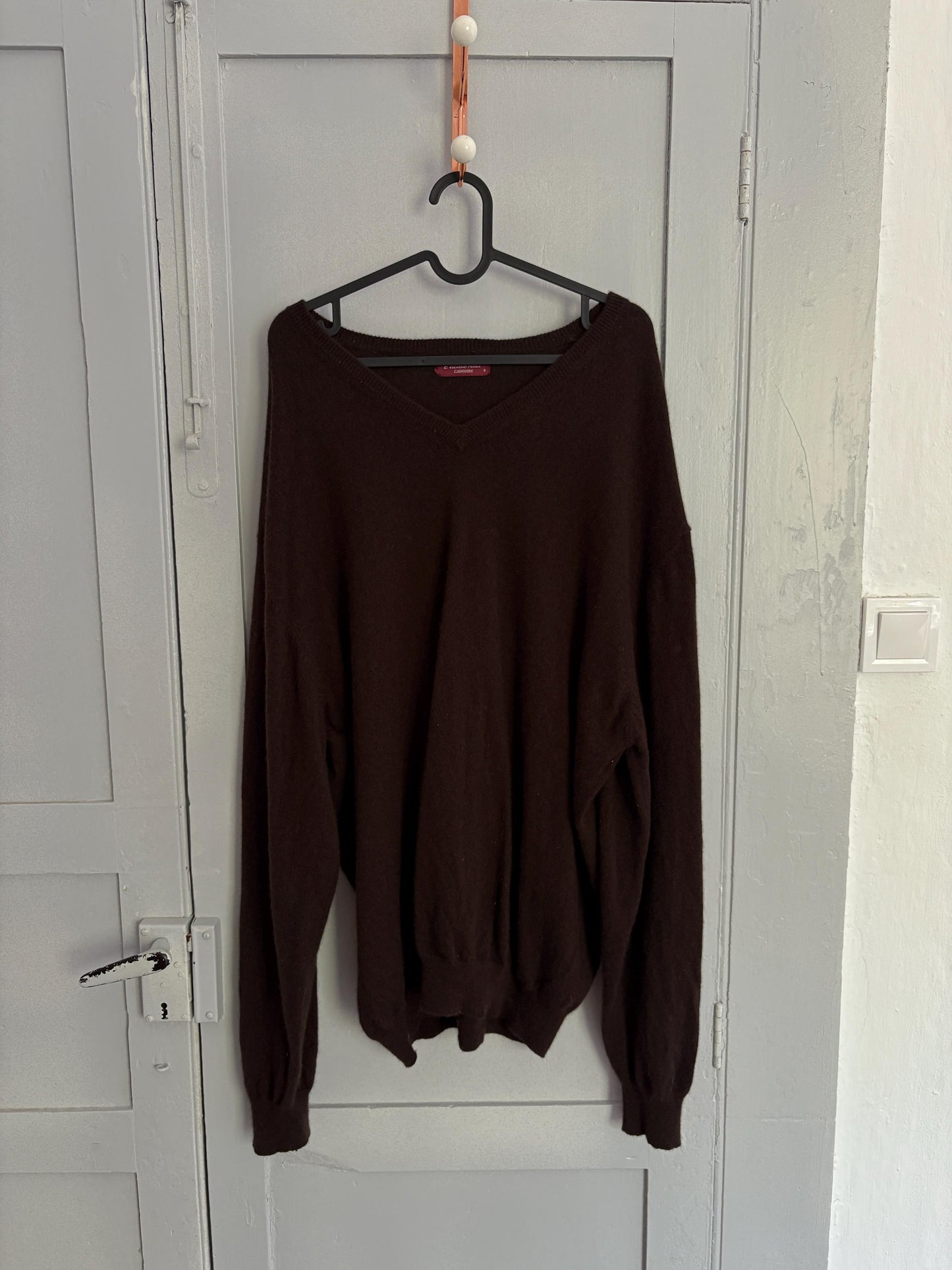 CASHMERE vintage Emidio Tucci pullover, Luxury Designer dark brown Luxe sweater, Long sleeve Christmas Super soft winter knit , XXXXL
