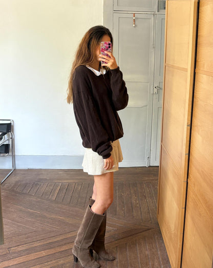 Vintage Cashmere Dark Brown Sweater — back view