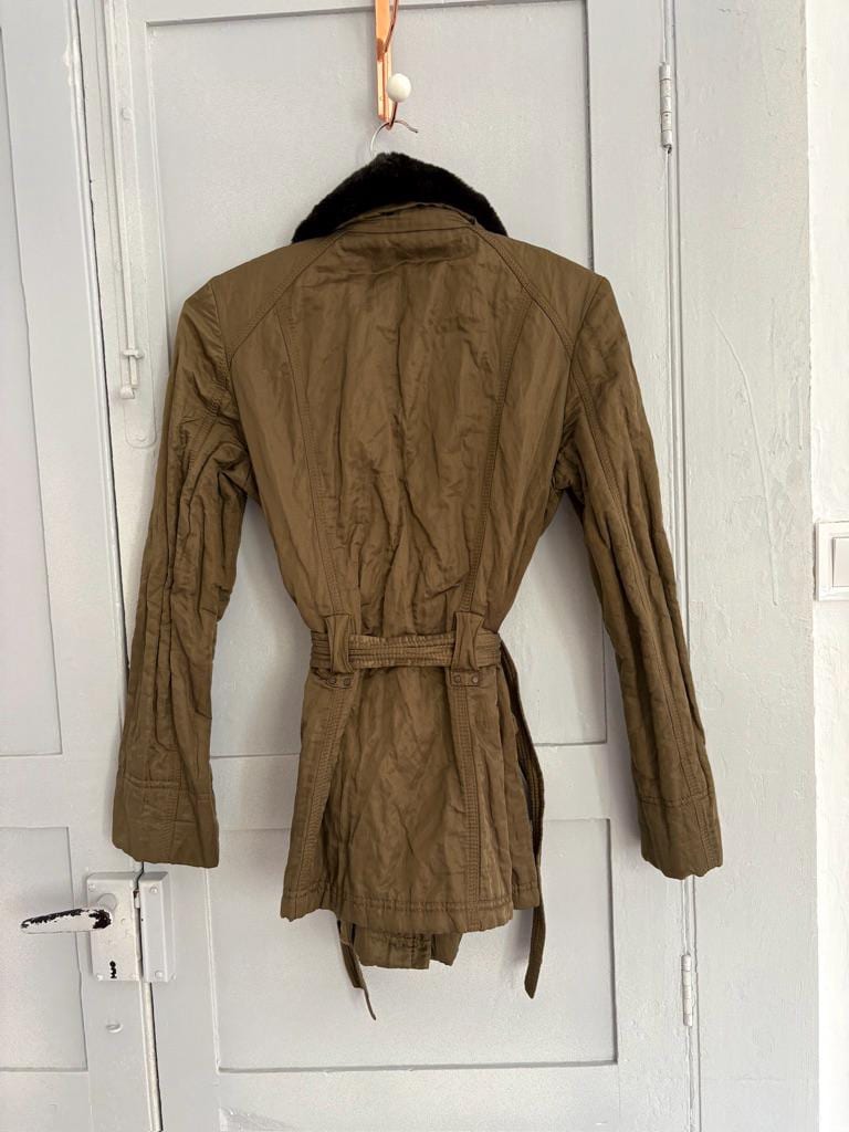 Laurèl moss green parka, Luxury vintage designer wear, Forest outing clothing,