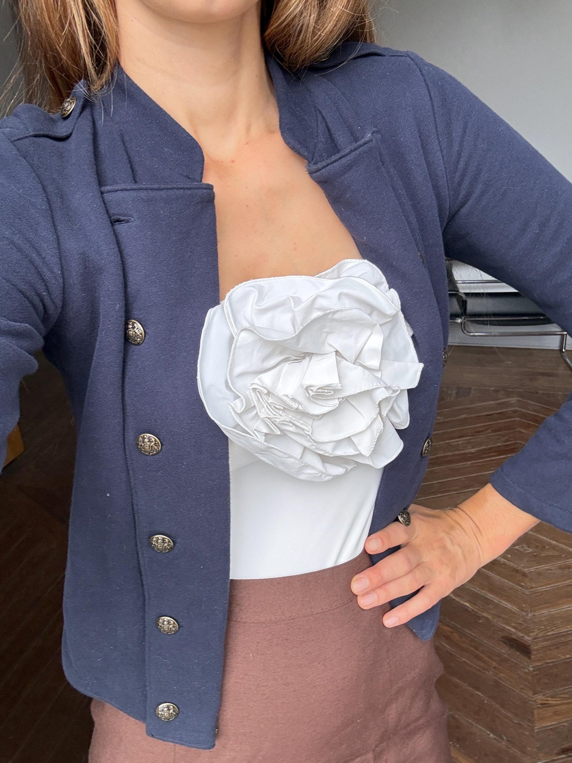 Ralph Lauren navy military jacket – Y2K fitted blazer, vintage polo kids L fits women XS-S, balletcore coquette preppy style