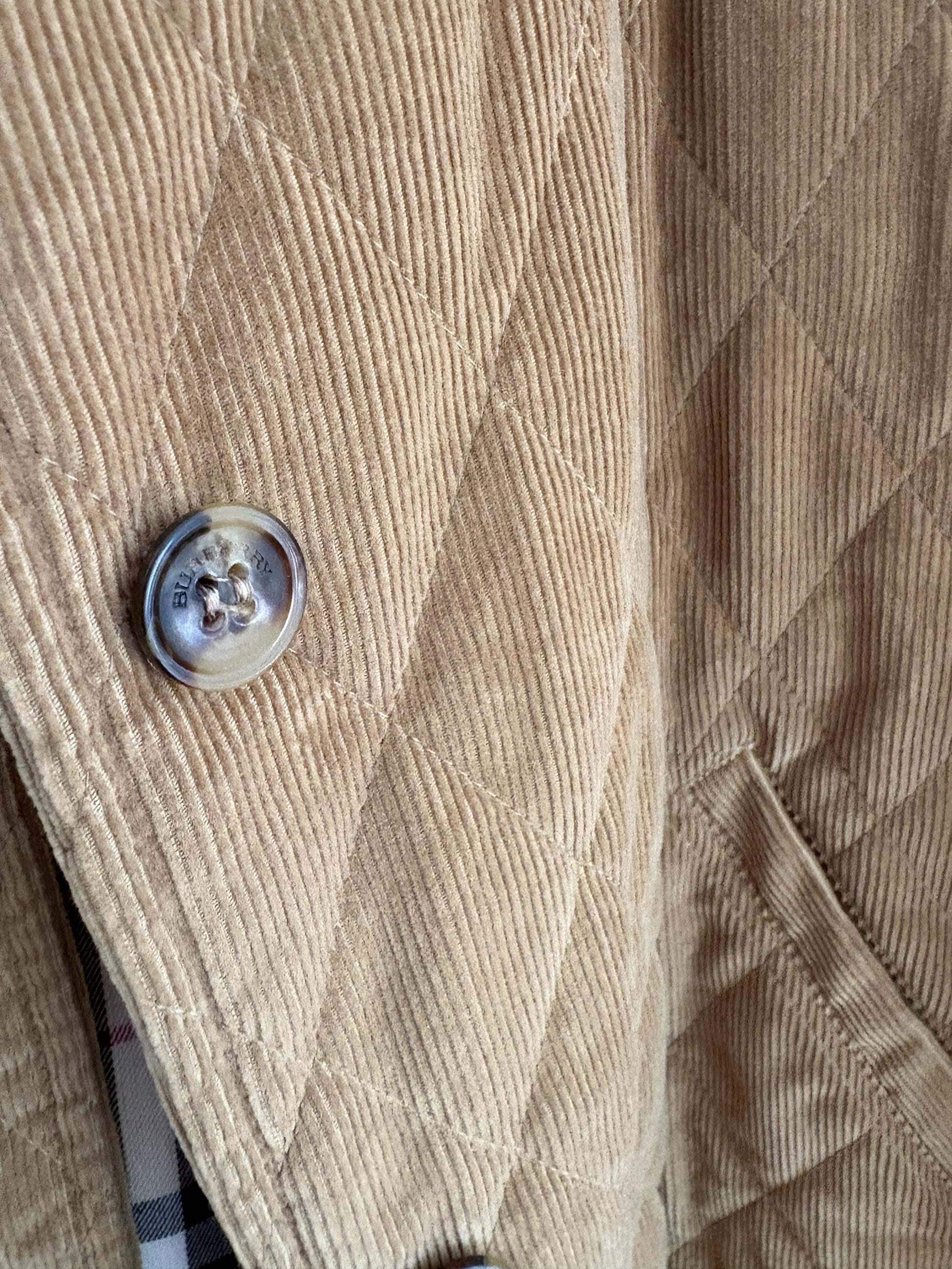 Vintage Burberry London puffer jacket, Tan designer bomber coat,