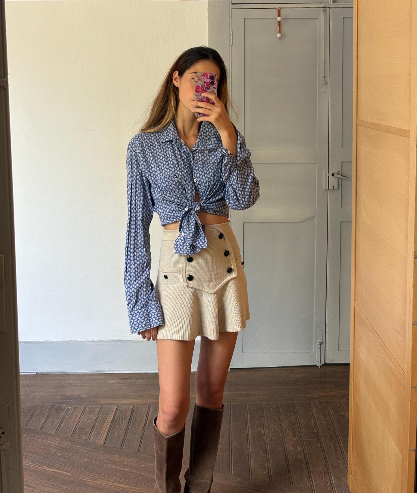 Vintage Paisley print Men's button up shirt, Blue and white Oxford shirt, Elegant playful blouse